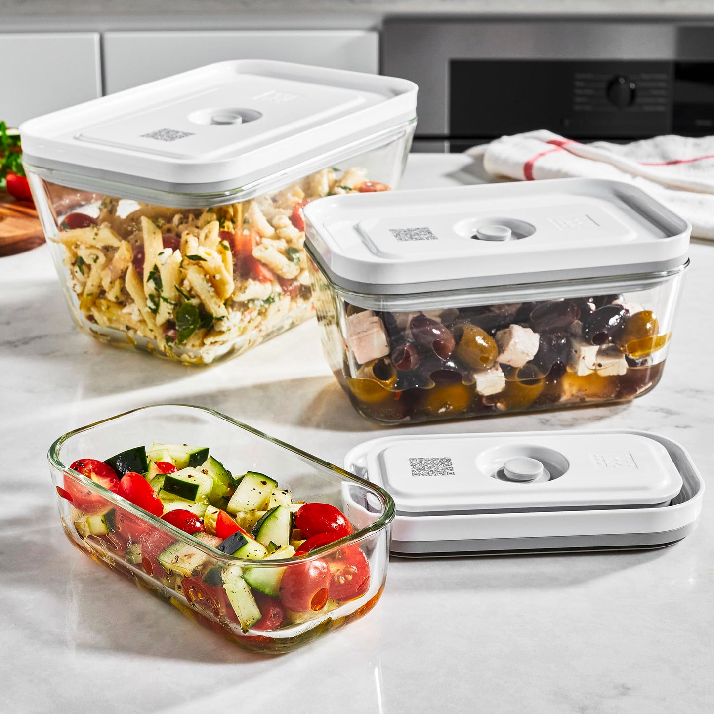 ZWILLING Fresh & Save Small/Medium/Large / 3 Piece Vacuum Box Set, Glass, Grey