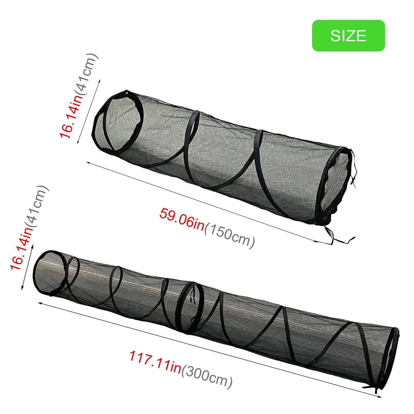 2 Pcs Portable Cat Play Tunnels (Can Use Alone or Combined) - 3 in 1 Playpen Outdoor Enclosures for Puppy, Dog, Rabbit, Small Animals