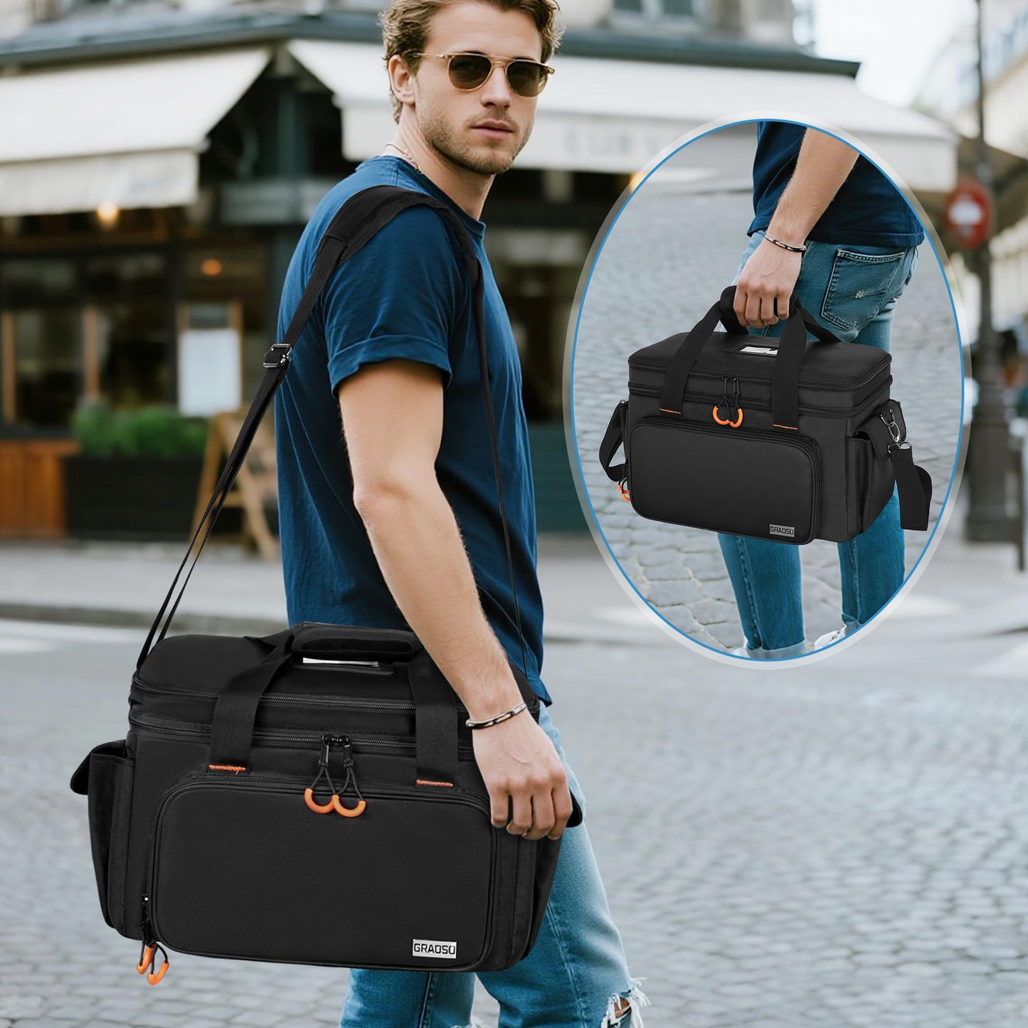 GRAOSO Padded Mixer Carry Bag Compatible with Behringer X-AIR Series Mixers XR12, XR16, XR18, Double Layer DJ Gig Bag with Multiple Pockets for Accessories, Audio Case with Shoulder Strap, Black