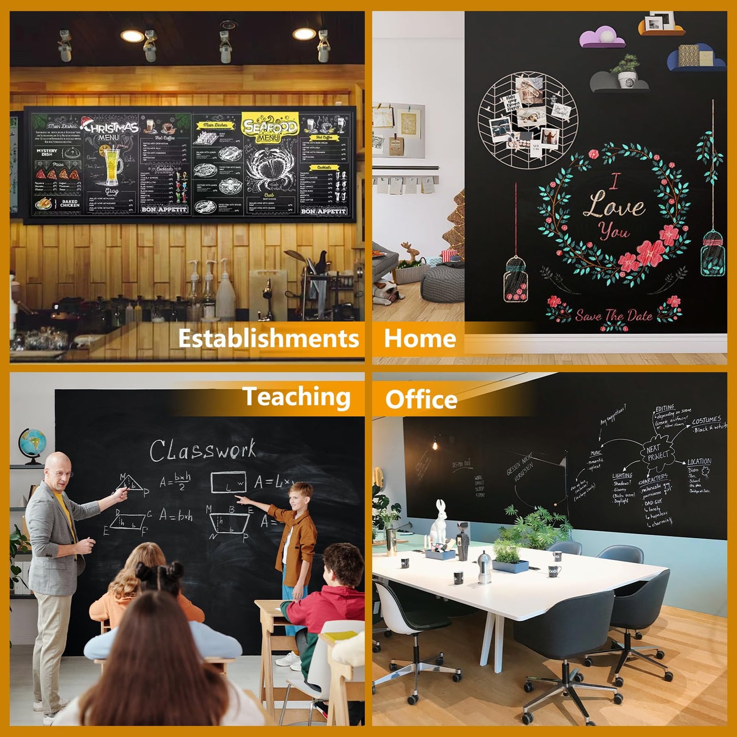 JUMUBOARD Self-Adhesive Chalkboard Sticker, 31.50" x 15.75" (80 x 40 cm) Magnetic Receptive Blackboard Wall Film, No Ghosting, Easy Write & Clean | Peel & Stick for Office, Home & Classroom