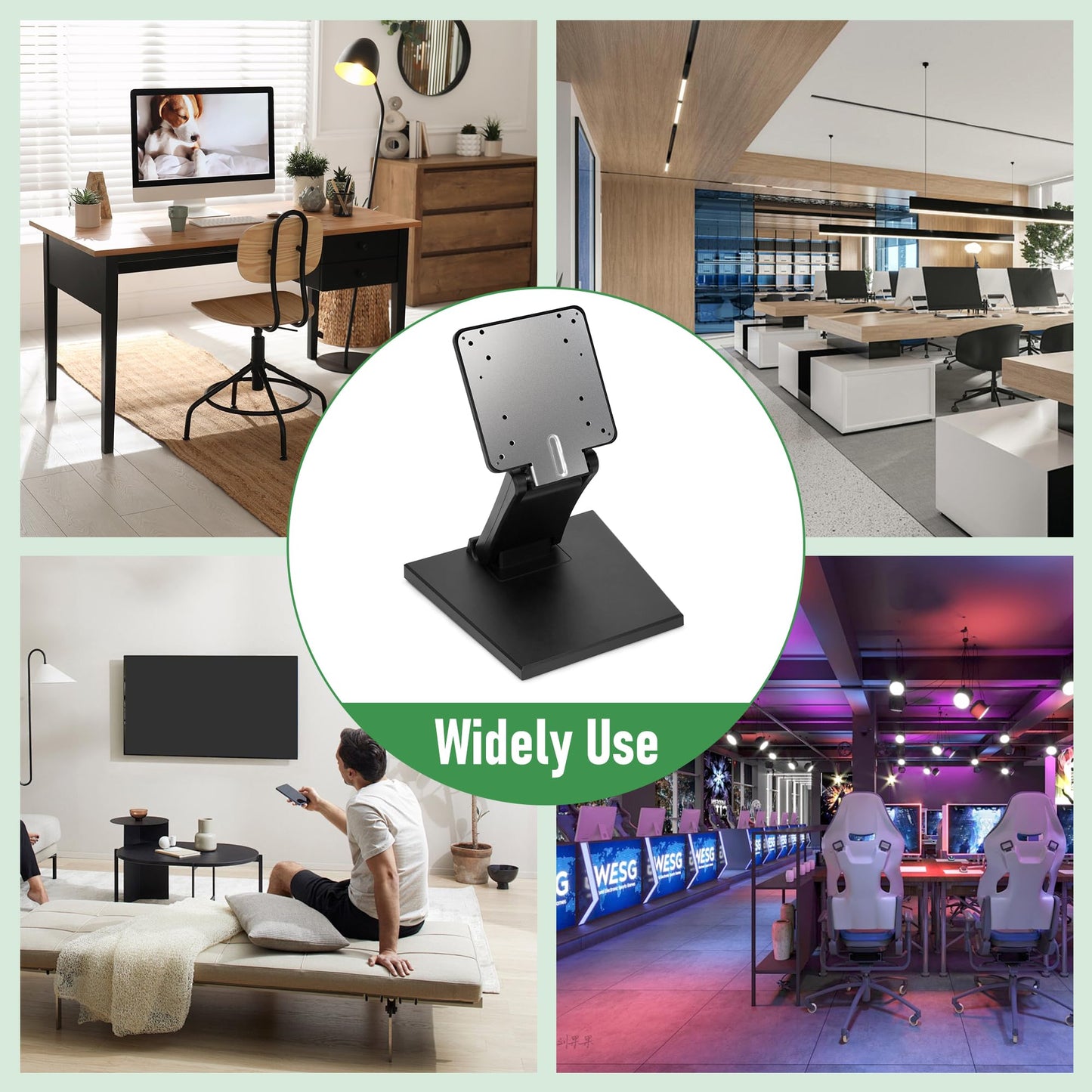 Tcatec Adjustable LCD Monitor Stand, Lay Flat Monitor Stand, Swivel PC Desk Stand Foldable Computer Monitor Mount Non Slip Desktop Bracket with Hole for Fixing Monitor, Black