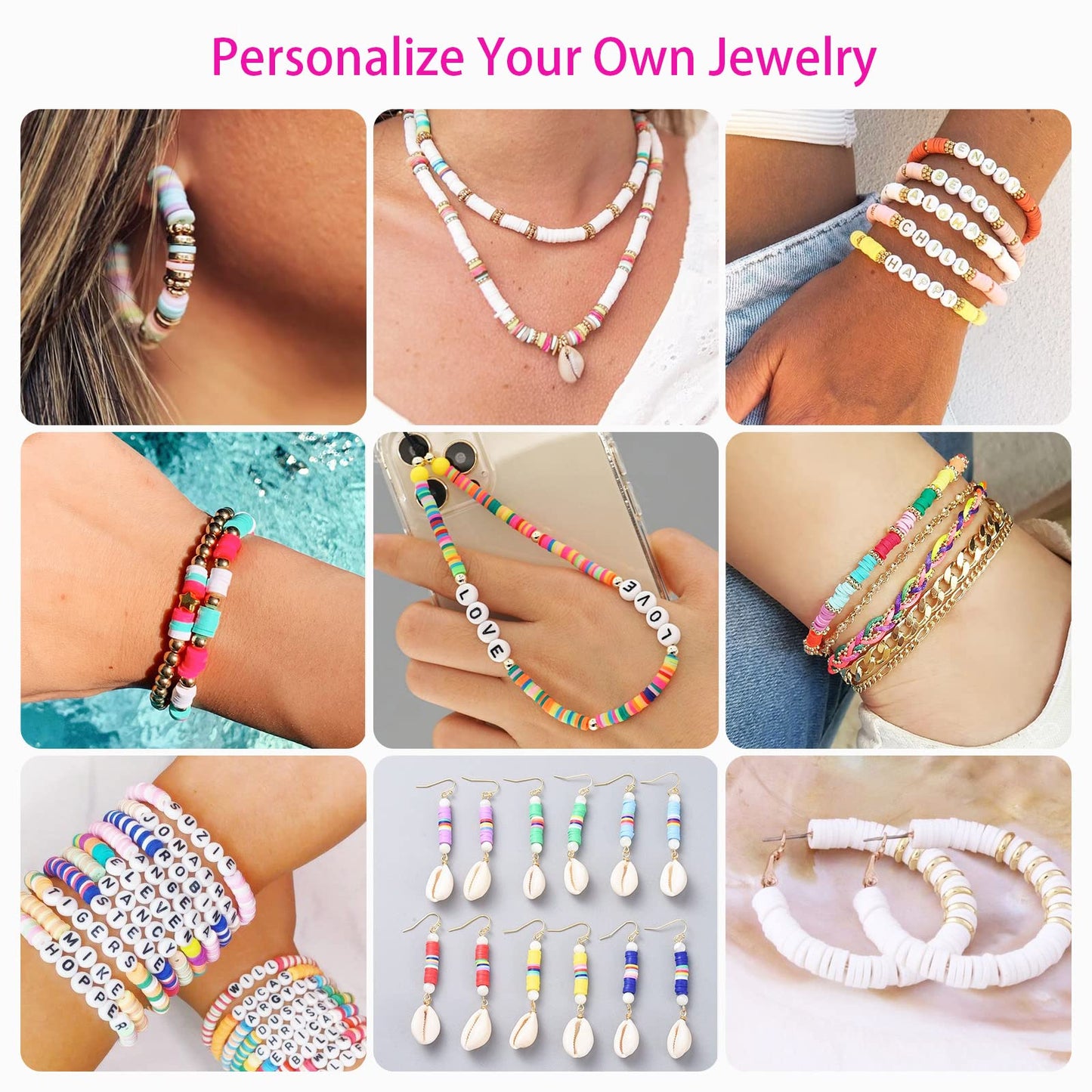 20,000 Pcs Clay Beads Bracelet Making Kit, 120 Colors 6 Boxes Polymer Beads Spacer Heishi Beads Kit, Jewelry Making Set with Pendant Charms Elastic Strings, Crafts Gift for Adults