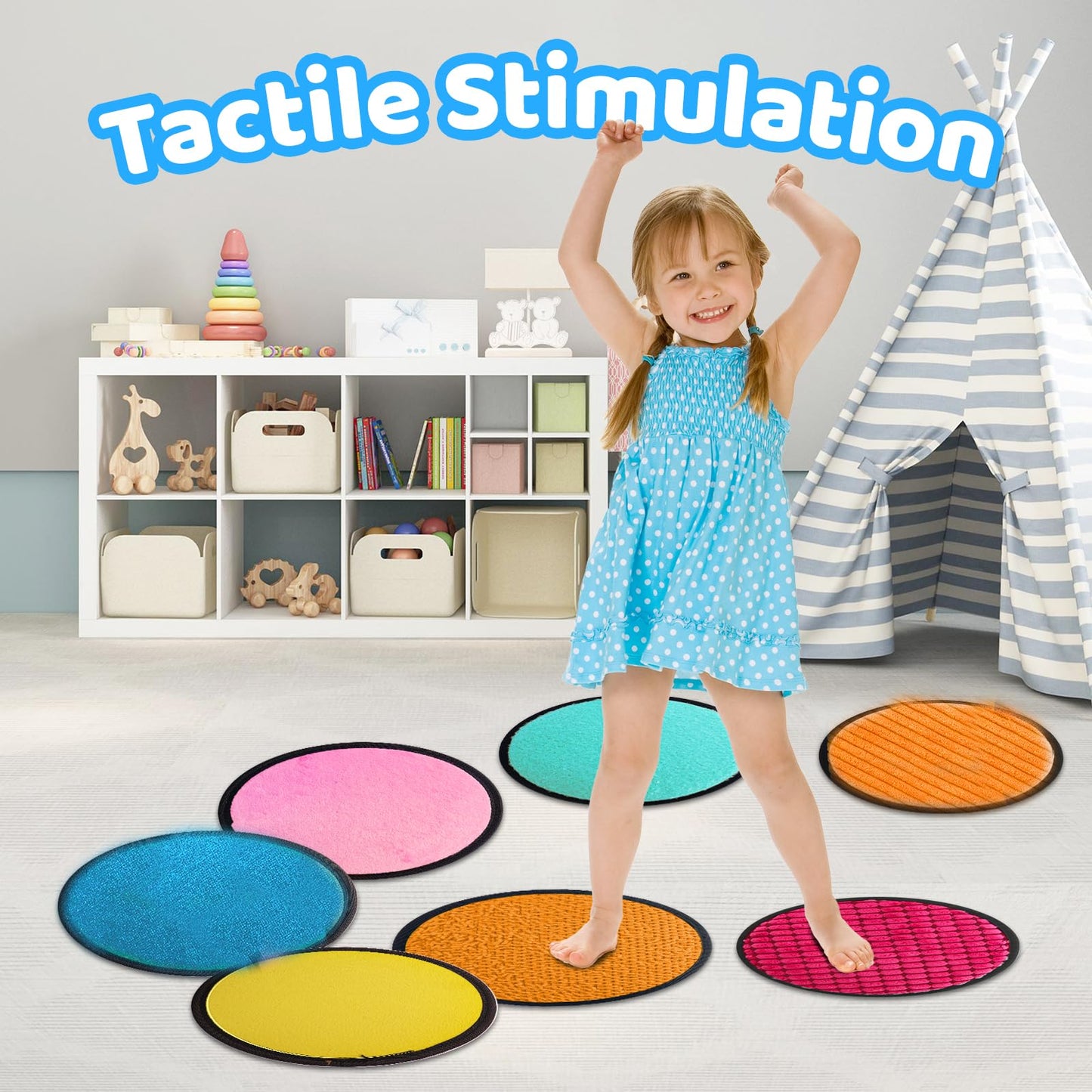 Sensory Mats for Autistic Children, 10 PCS Sensory Tiles for Kids, Sensory Wall for Toddlers, Sensory Toys for Autism Classroom, Special Education Sped Classroom Must Haves(Round)