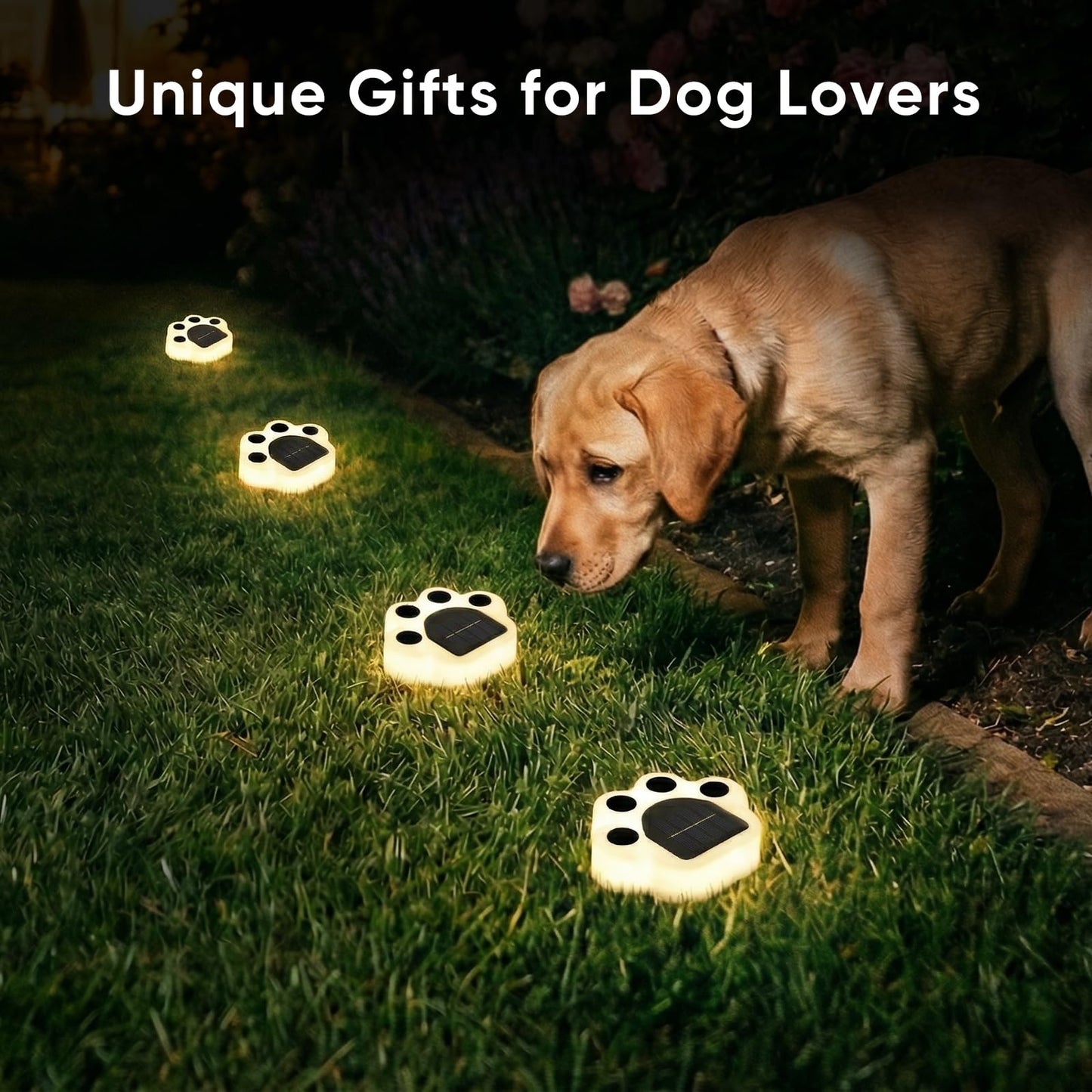 Solar Paw Print Lights 8 Pack, Outdoor Waterproof Solar Garden Lights, Lawn Patio Pathway Decorative Lights, Pet Dog Lovers Gifts for Women Mom Mother's Day (Warm White)