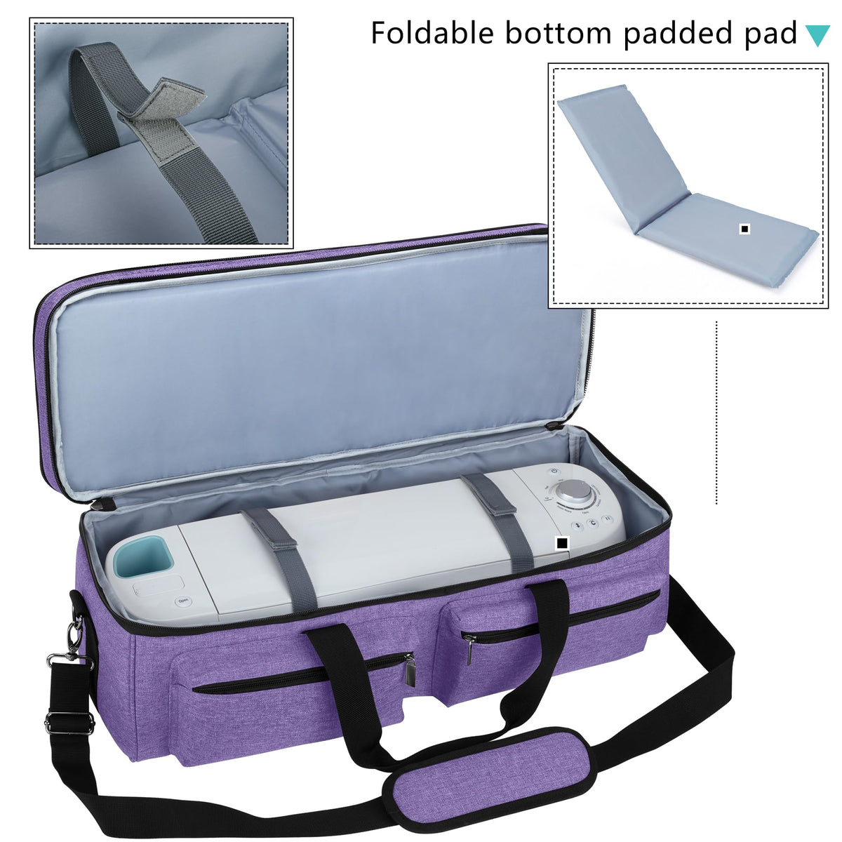 Luxja Double-Layer Bag with Cutting Mat Pocket for Cricut Explore Air (Air2) and Maker, Carrying Bag Compatible with Cricut Die-Cut Machine and Supplies (Bag Only, Patent Design), Purple