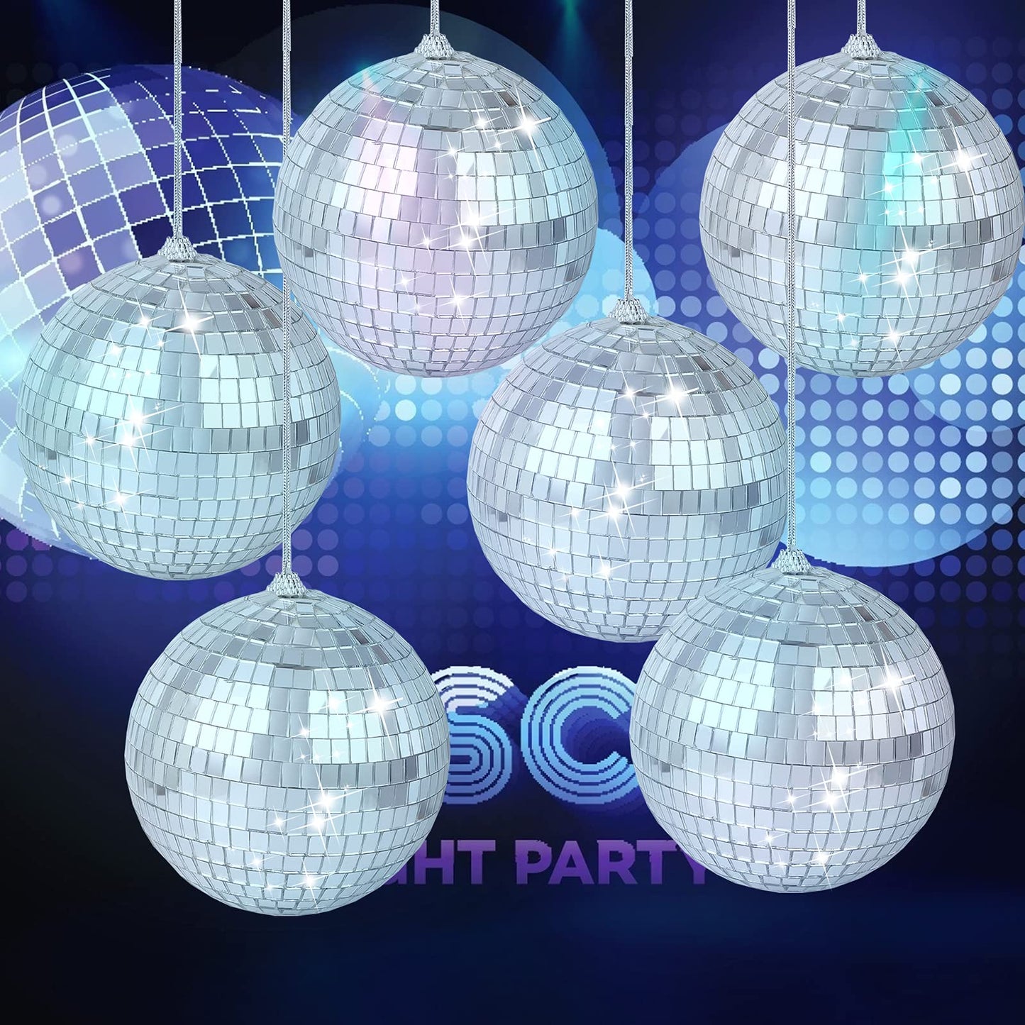 8 Pieces Mirror Disco Balls Silver Hanging Disco Light Mirror Ball for Retro Party, Fun Party, Home Bands Decorations