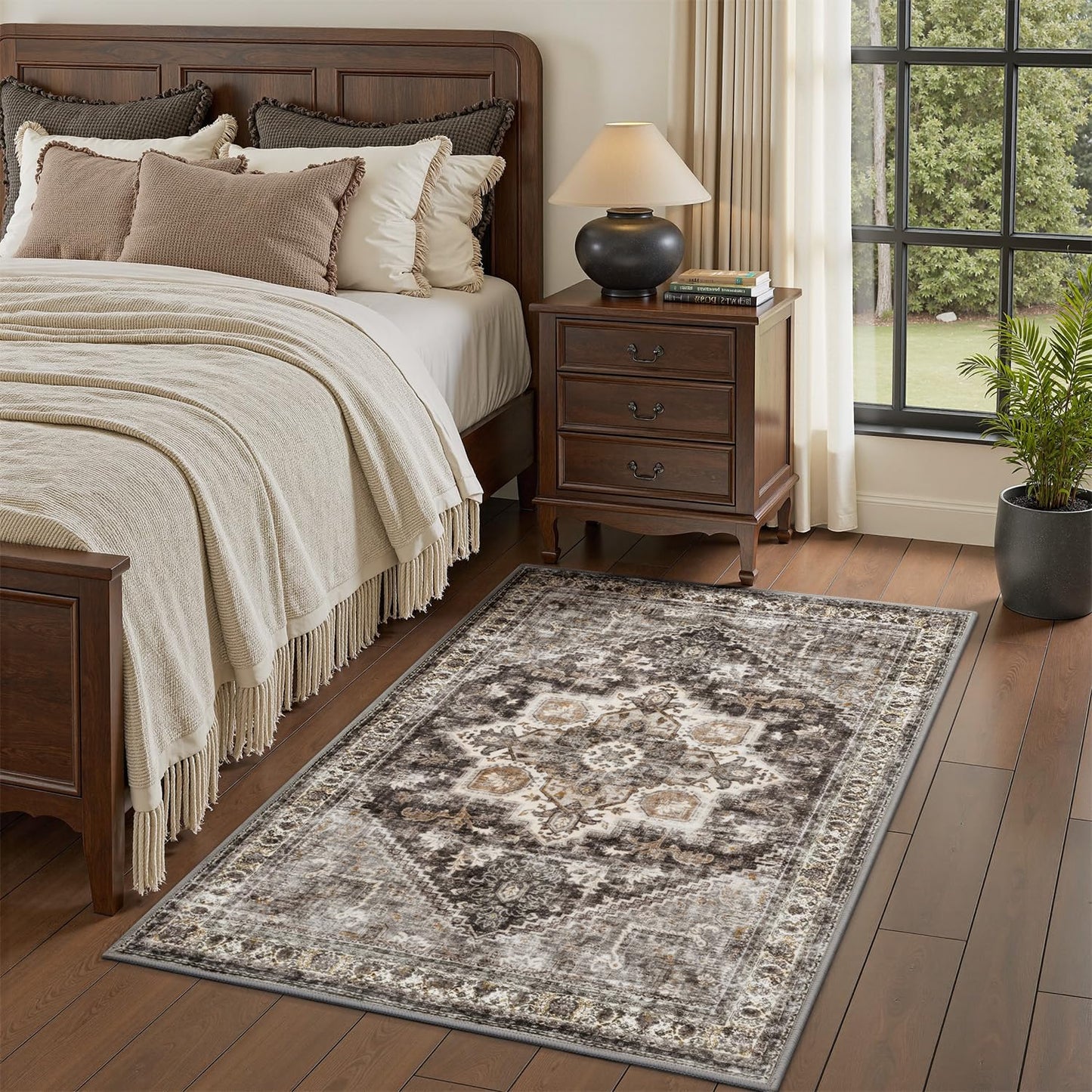 Area Rug for Entryway 3x5 Entrance Rug Retro Hallway Rug Washable Rugs for Entrance Mat Hallway Laundry Bedside Bedroom Kitchen Vintage Brown