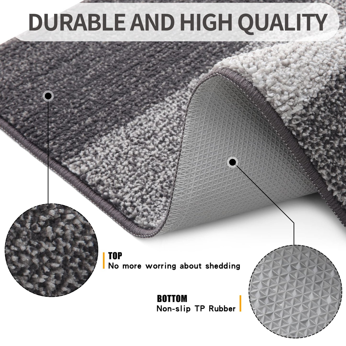 Grandaily Indoor Doormat, 32" x 48" Non-Slip Mud Trapper Absorbent Front Door Mats, Washable Striped Inside Entryway Mat, Low-Profile Welcome Mat Entrance Mat, Grey