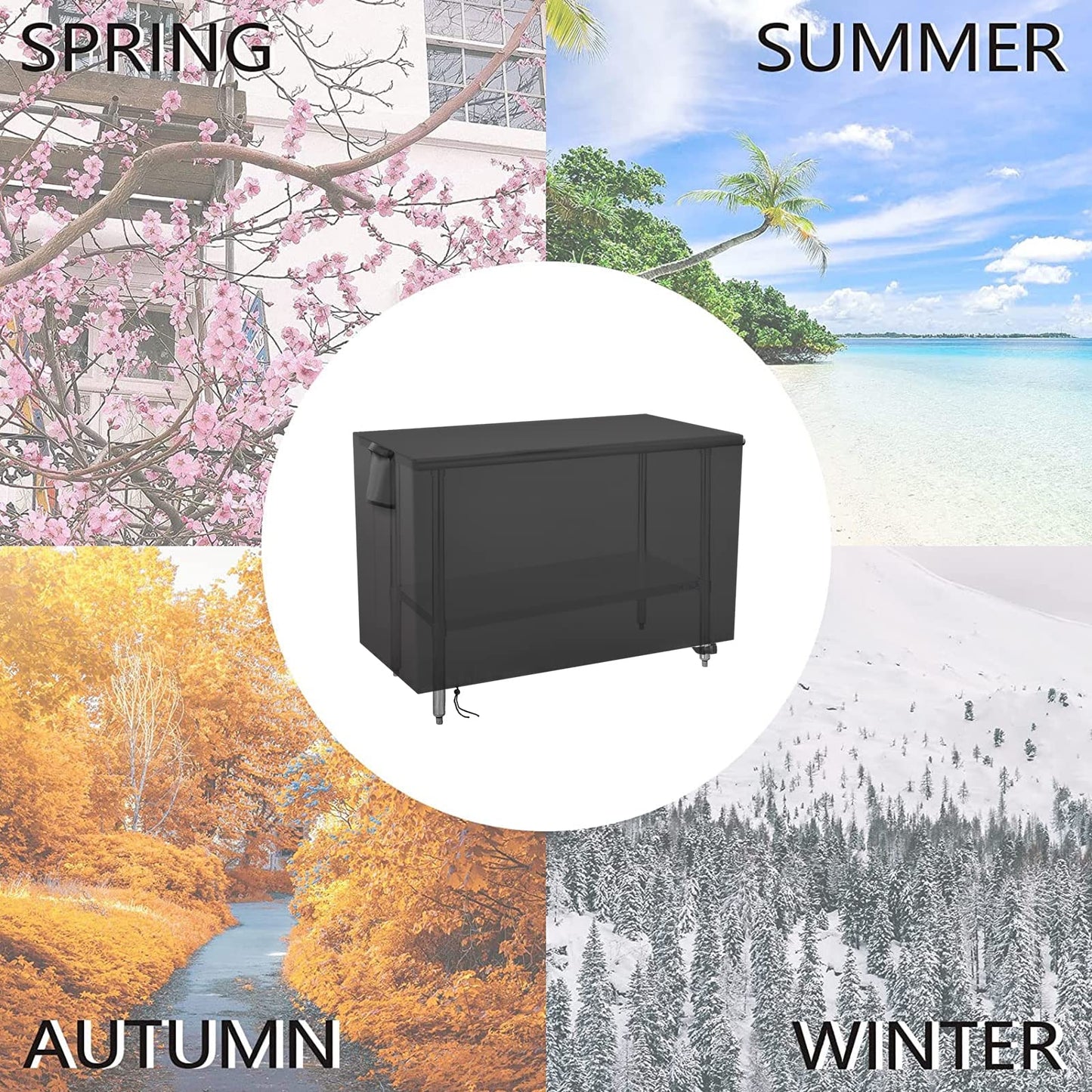 Youlvy Outdoor Prep Table Cover 36x24x35 Inch, Waterproof, Black Oxford Fabric