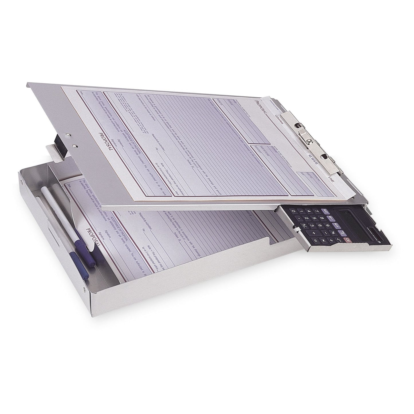 Officemate Aluminum Form Holder, Storage with Calculator, Fits Forms Up to 8.5 X 12-inches (83201)
