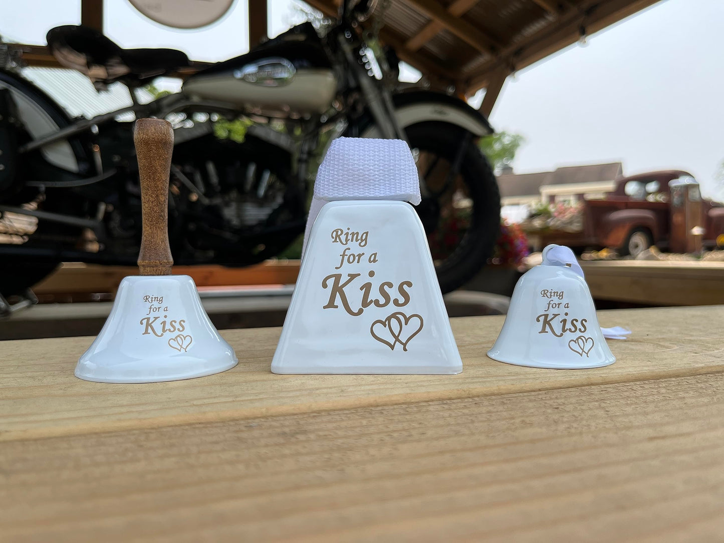 Ring for a Kiss Wedding Bell (2-Pack) | Loud Cowbell Tea Bell | Wedding Reception Dinner Bells | Countertop Service Call Bell | Made in CT, USA