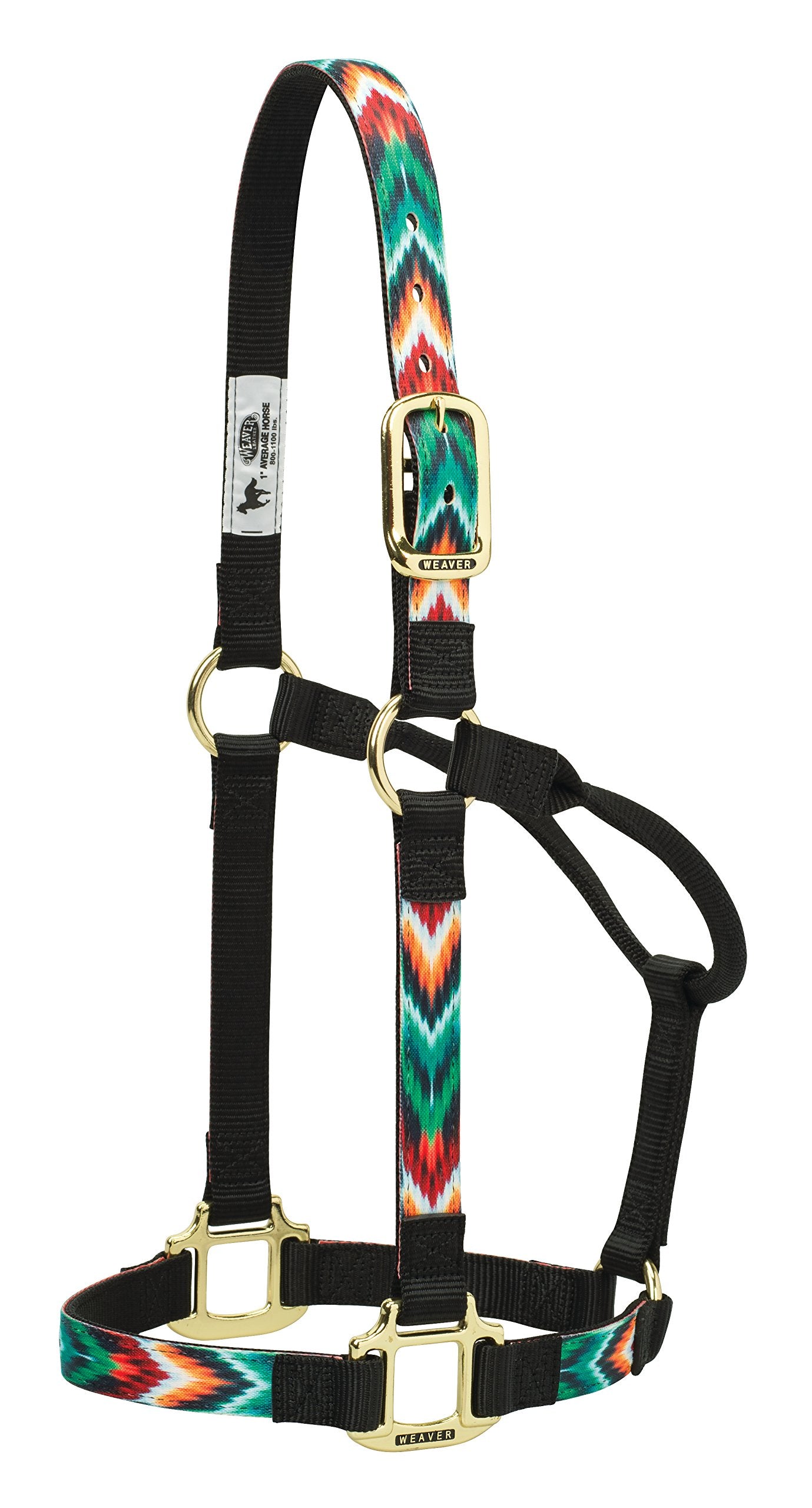 Weaver Leather Nylon Chevron Non-Adjustable Average Horse Halter, Black/Multi