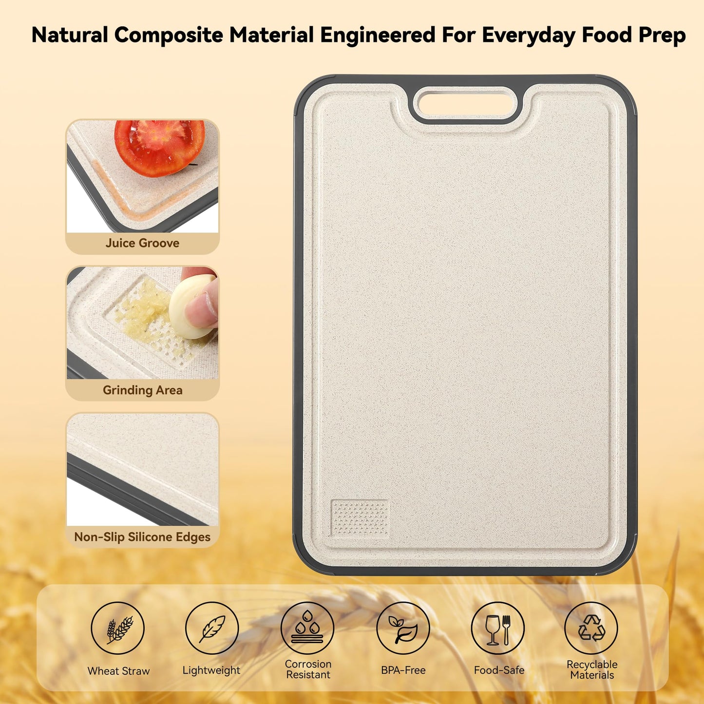 Naanyo Titanium Cutting Board for Kitchen – Food Grade Pure Titanium, Non-Porous & Easy to Clean, 2-in-1 Chopping Board for Meat, Vegetables & Fruit, Large 16”×11”