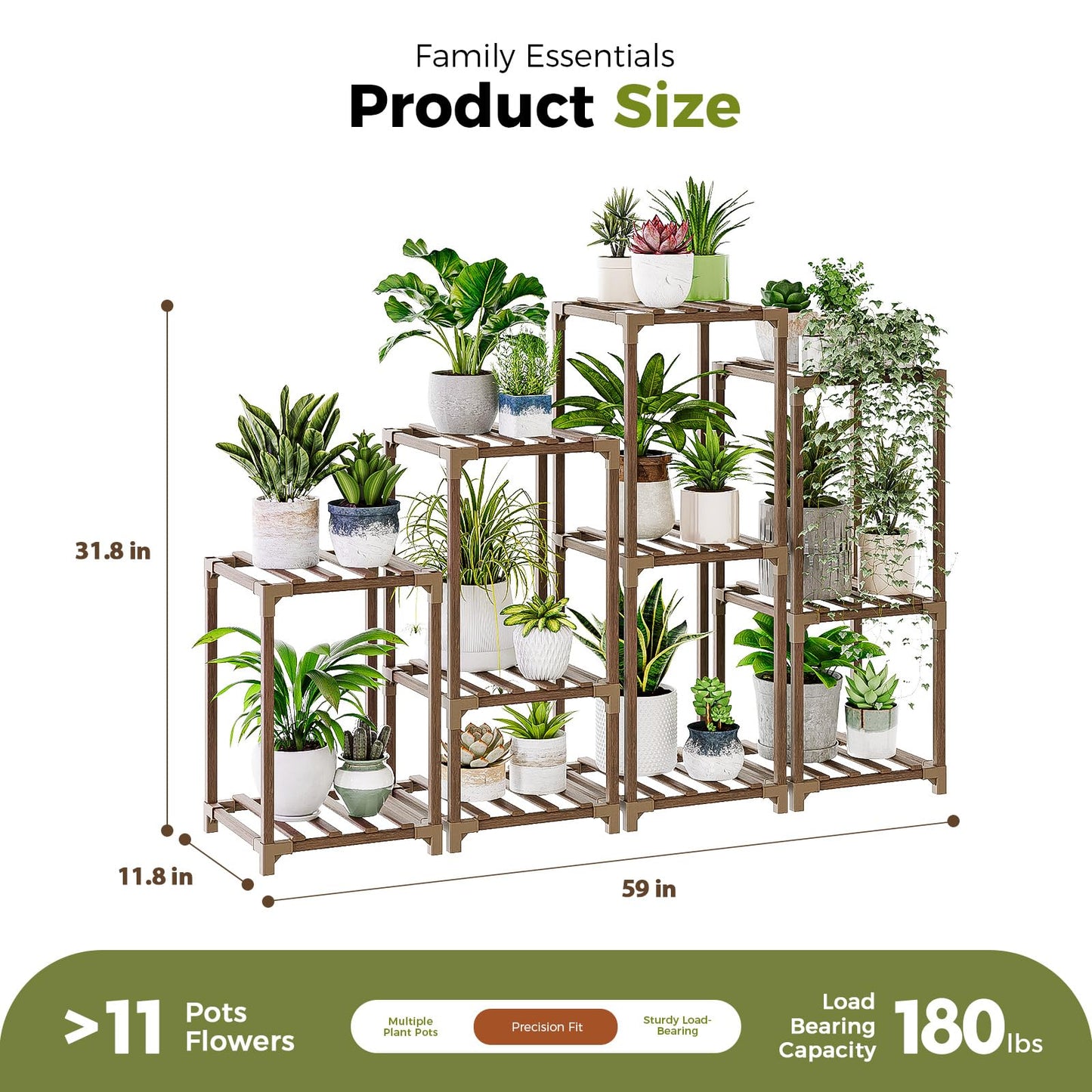 Bamworld 4 Sets of Package Plant Stands Indoor Combo Plant Shelves Outdoor Wooden Plant Rack for Living Room Balcony Garden