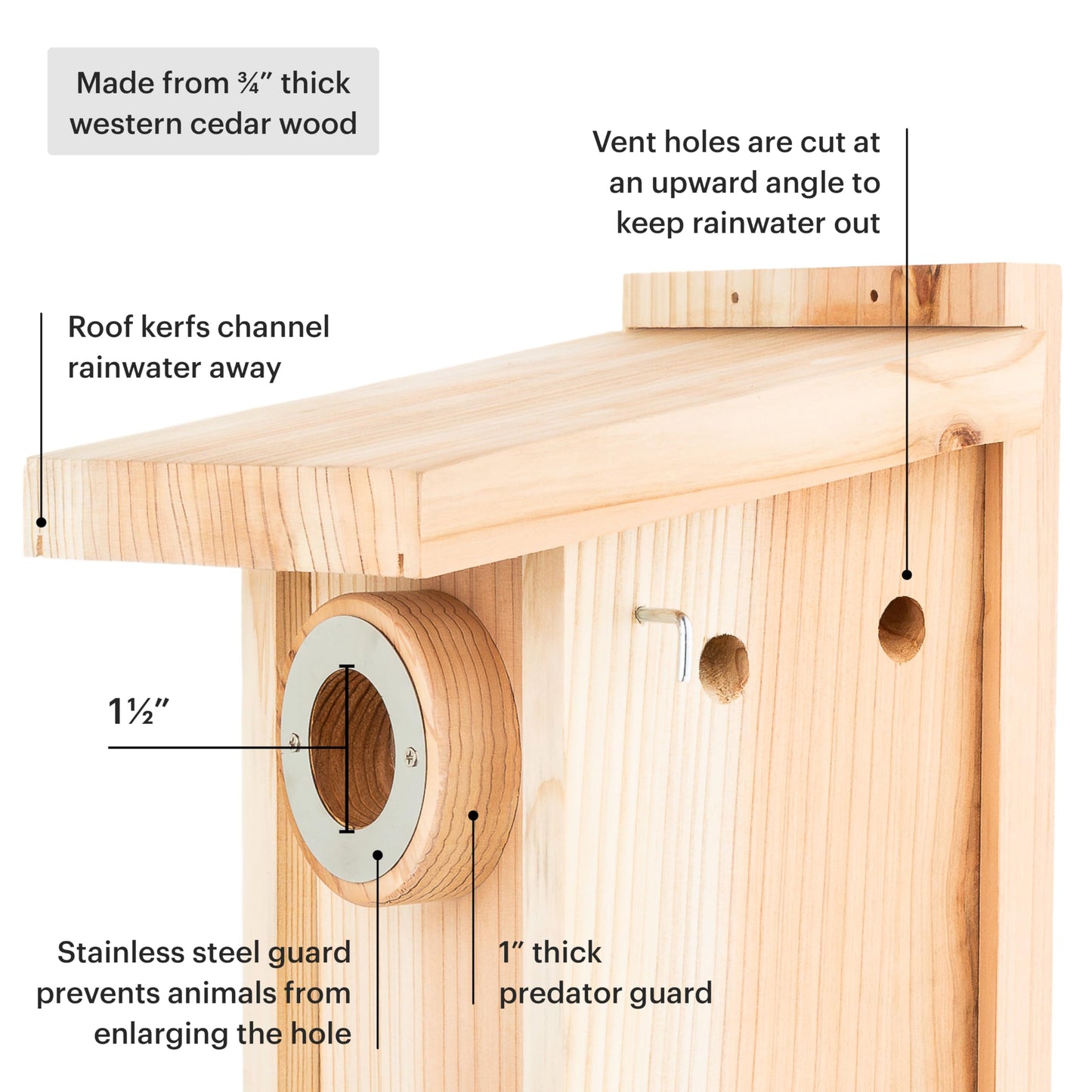 WHITEHORSE Premium Bluebird House - A Bird House Built to NABS Specs - Nestbox for Various Songbird Species - Cedar Bluebird Box House - Weatherproof Bird Houses for Outdoors