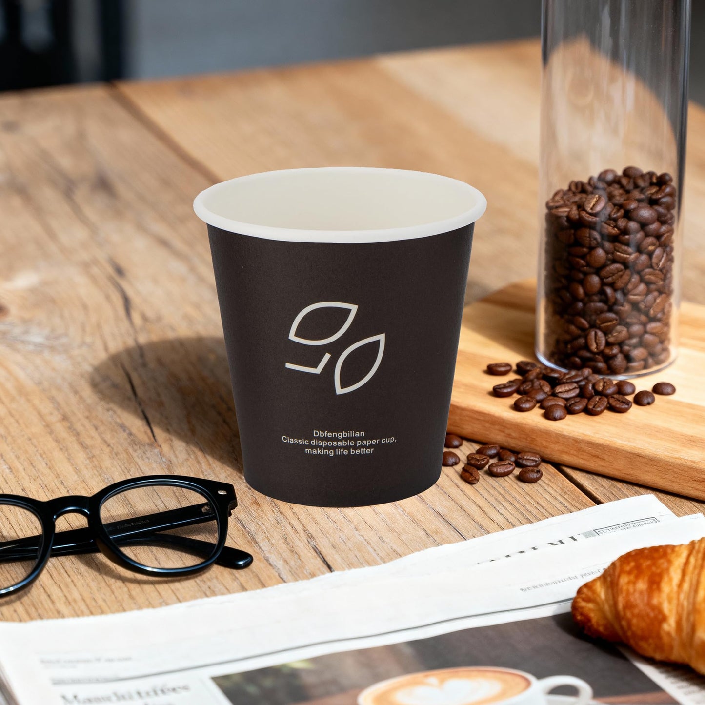Dbfengbilian 6 oz Paper Cups, 600 Ct – Leak-Proof & Recyclable Disposable Coffee Cups, Food-Safe Poly Lining for Hot Drinks Like Espresso, Tea, and Hot Chocolate – Ideal for Office, Home, Party