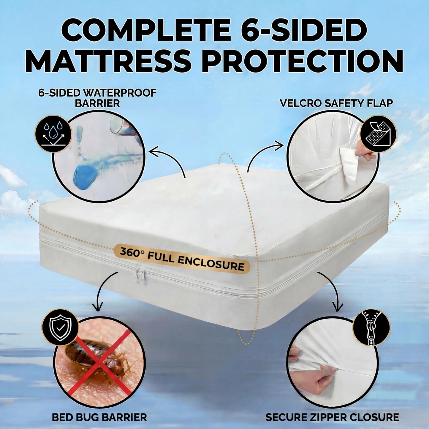 MATTSHIELD Ultimate 3-Piece Kit - Bed Bug-Proof Mattress Protector King Size - 100% Cotton Terry Surface + 2 Pillow Protectors - Zippered 6-Sided Waterproof Encasement