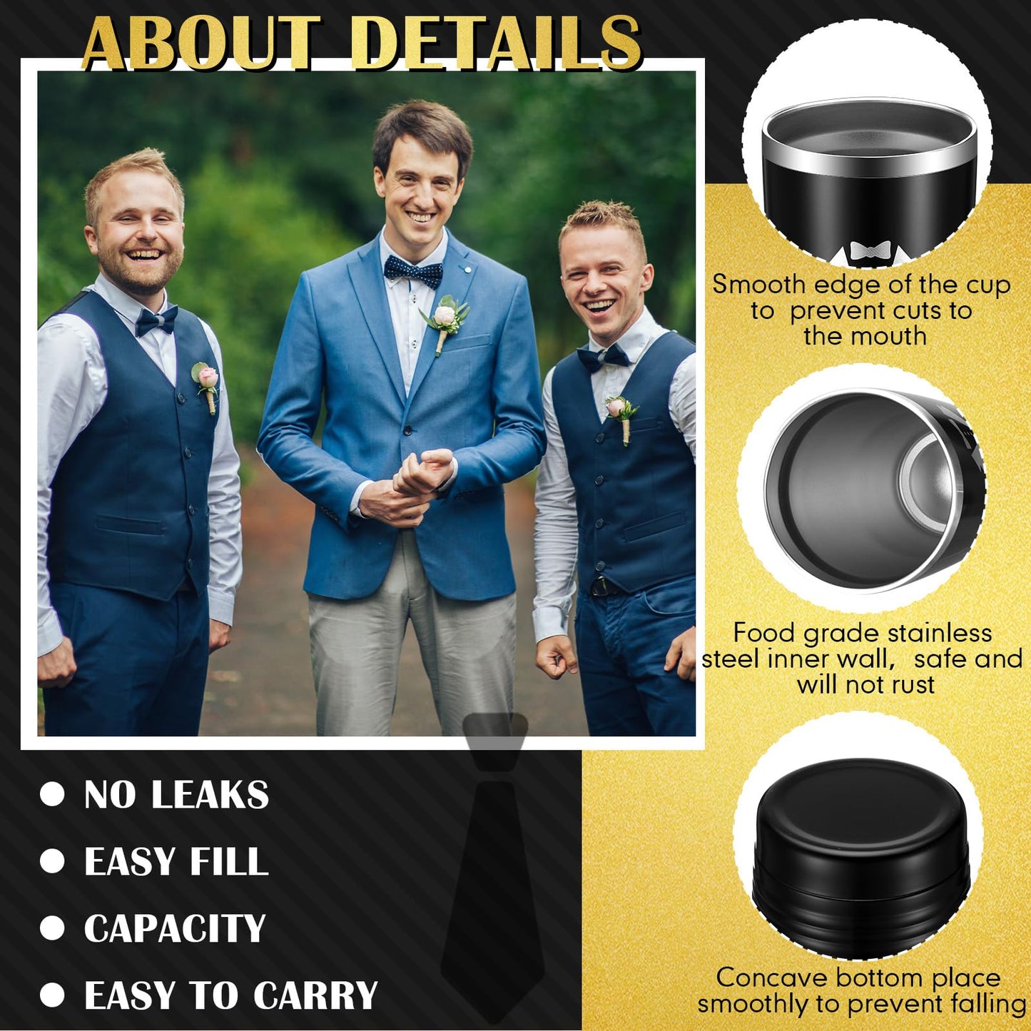 Skylety 8 Pack 20 oz Groomsmen Gifts Groom Cups Groomsmen Tumblers with Lid Stainless Steel Groomsmen Cups for Bachelor Party Wedding Proposal Travel Gift
