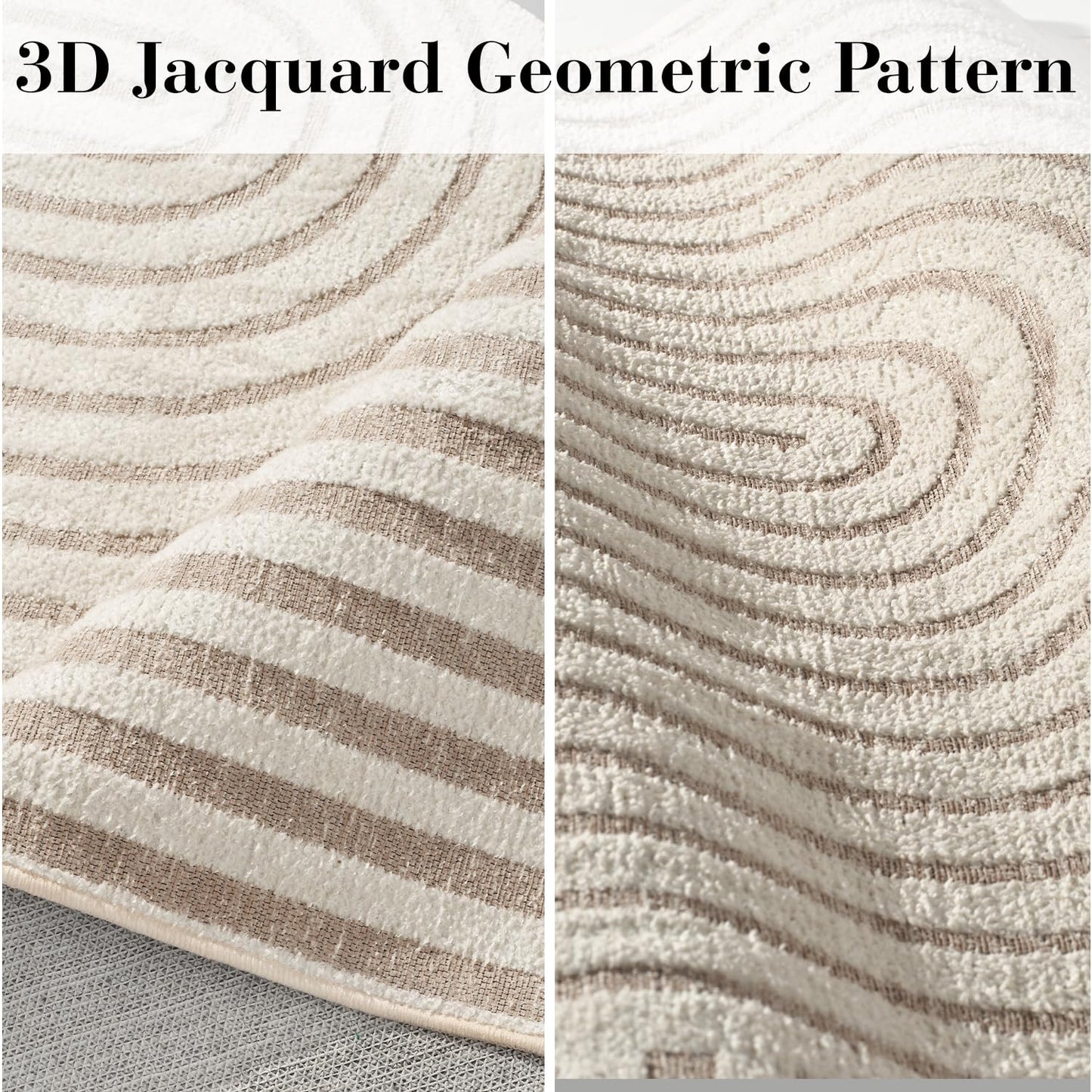 Boho Area Rug 5x7 Machine Washable Rugs for Living Room Non Slip Soft Carpet Geometric Jacquard Textured Carpet for Bedroom Dining Room Nursery Office Living Room Rug -Beige