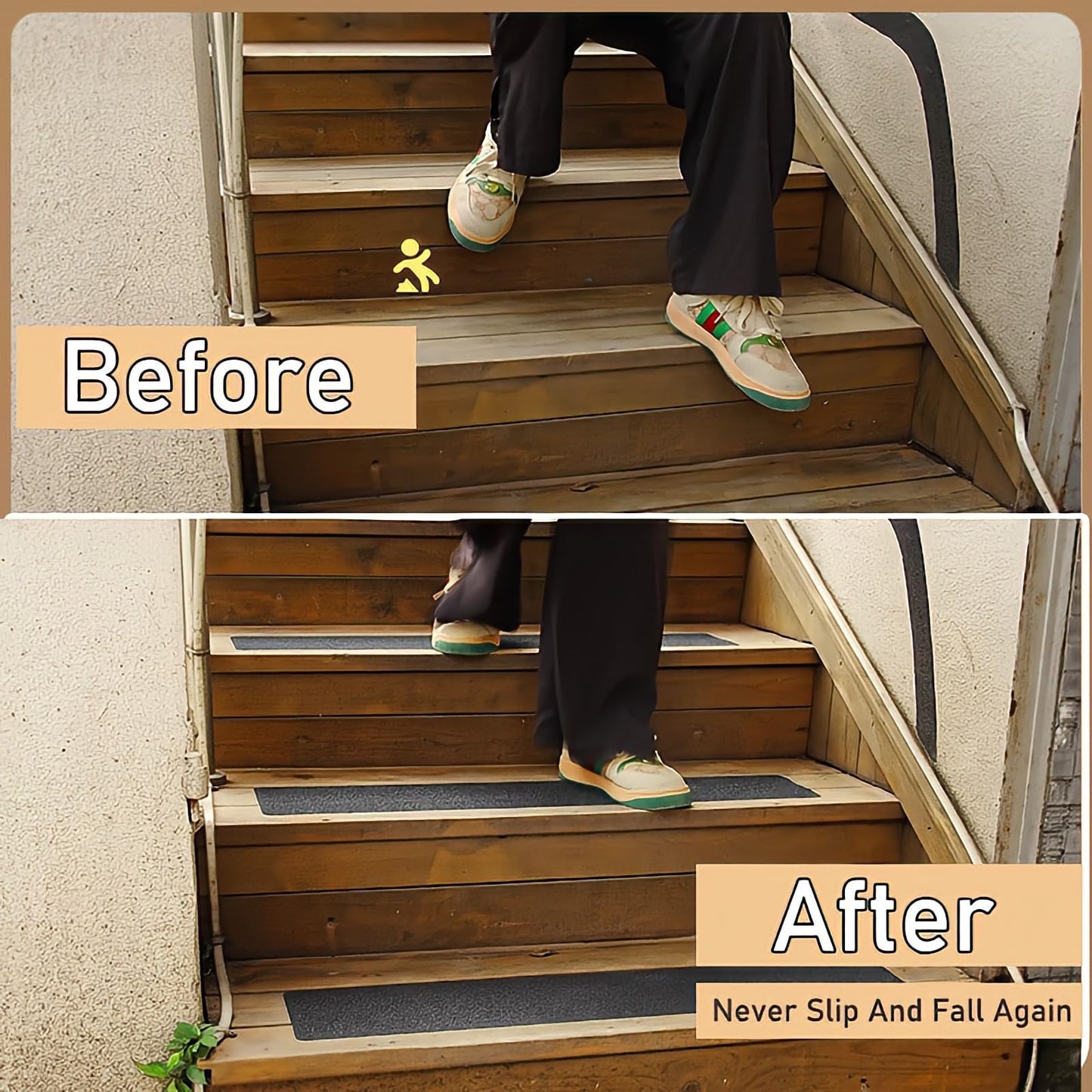 CHUANGSEED 12-Pack Stair Non-Slip Tape 8''x30'' Anti Slip Tape Heavy Duty Black Anti-Slip Outdoor treads Grip Tape High Traction Adhesive Treads Suitable for Most Slippery Surfaces