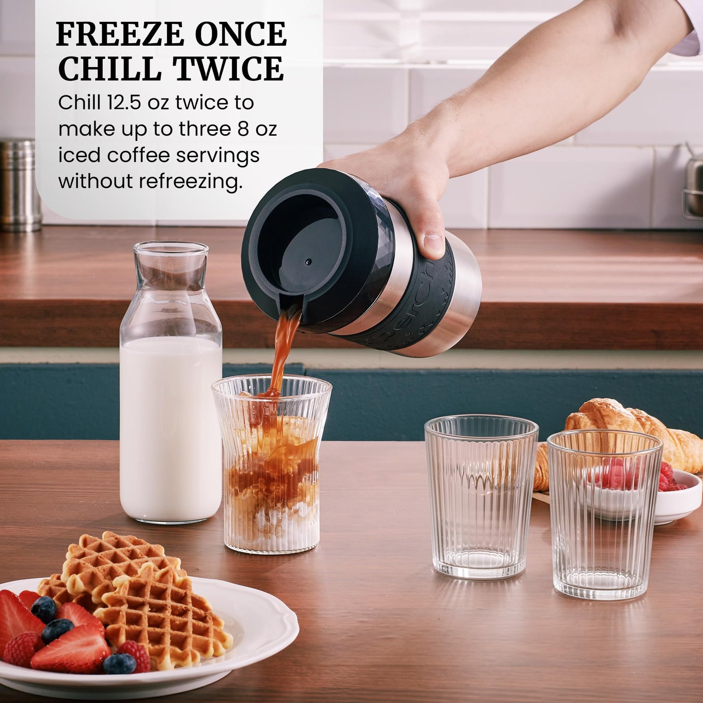 HyperChiller The Original but NEW Stainless-Steel HC2SS Patented Iced Coffee/Beverage Cooler Ready in One Minute, Reusable for Iced Tea, Wine, Spirits, Alcohol, Juice, 12.5 oz, Stainless Steel