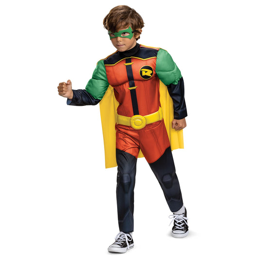 Batwheels Robin Muscle Costume, Official Batwheels Costume Outfit and Headpiece, Size (4-6)