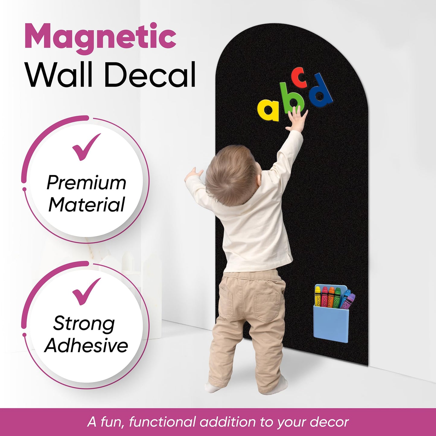 HeatPomelo Arch Magnetic Wall Decal - 48" x 24"(122x60cm) Matte Finish Chalkboard Sticker for Wall - Magnetic Board for Playroom, Home Classroom(Black)