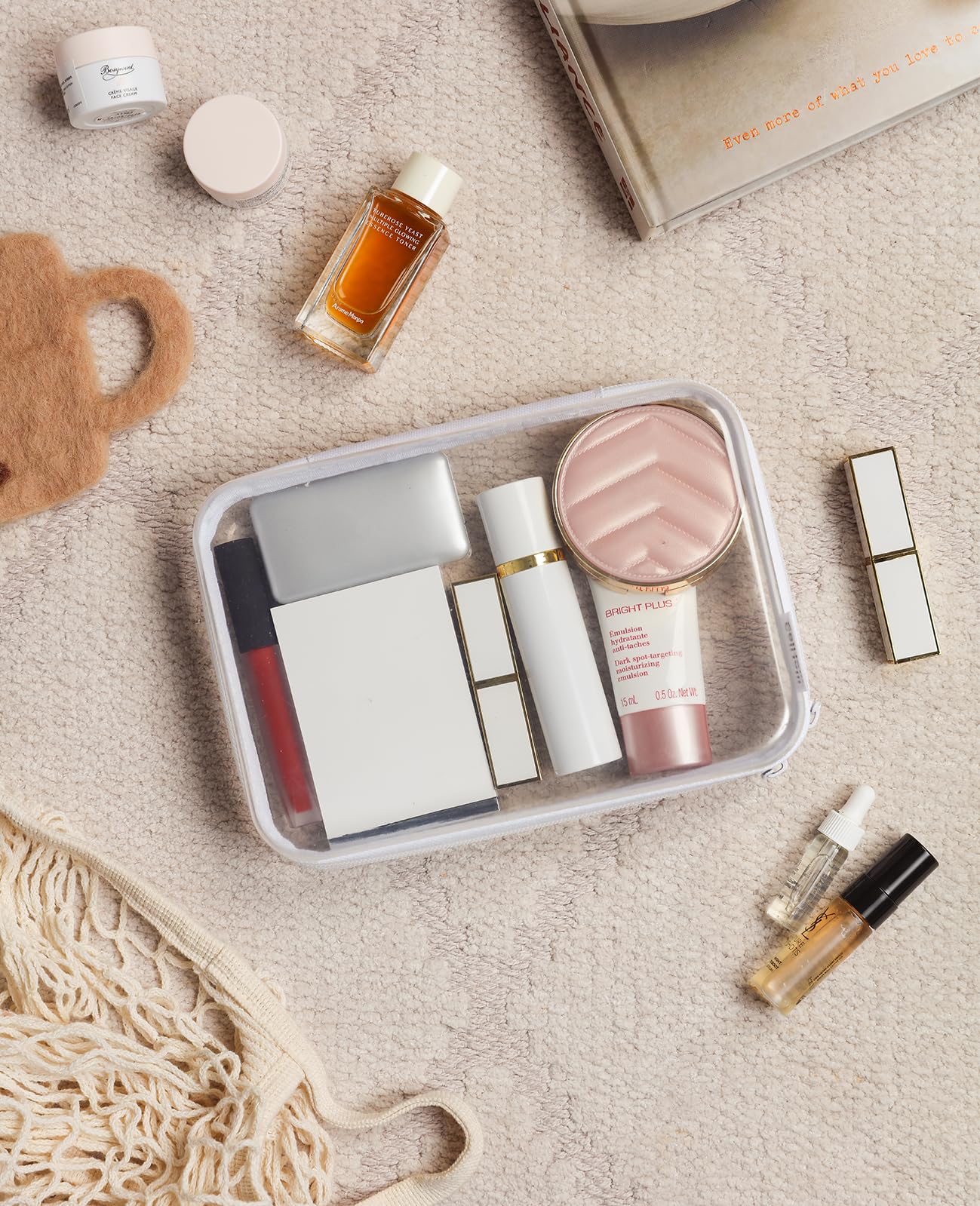 3PCS Clear Hard Shell Zipper Case,Portable Cosmetic Bag with Zipper, Diaper Bag Organizing Pouches, Kid's Toy Storage Organizer Bins,Hard Plastic Case, Halloween Thanksgiving Storage Bins