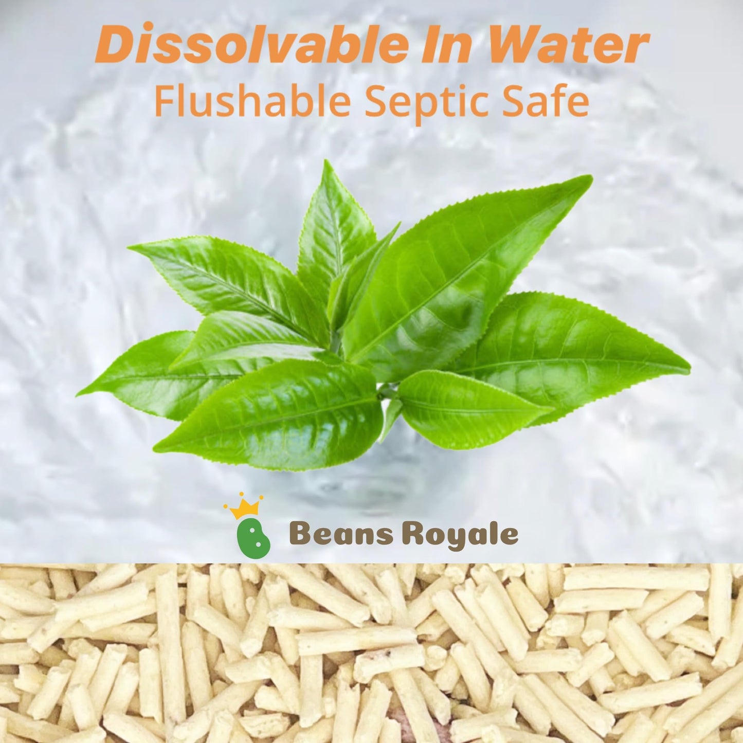 Beans Royale Tofu Cat Litter, Biodegradable, Clumping Kitty Litter, Flushable,Pea Fiber,Dust Free, Odor Control, Low Tracking, Lightweight (Milky 4 Pack)