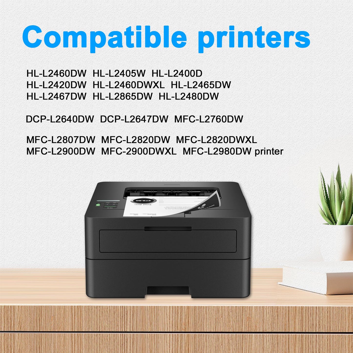 LCL Compatible Toner Cartridge Replacement for Brother TN830 TN830XL TN-830 TN-830XL (2-PK,Black)for HL-L2460DW HL-L2405W DCP-L2640DW HL-L2400D HL-L2420DW HL-L2460DWXL HL-L2465DW HL-L2467DW HL-L2865DW