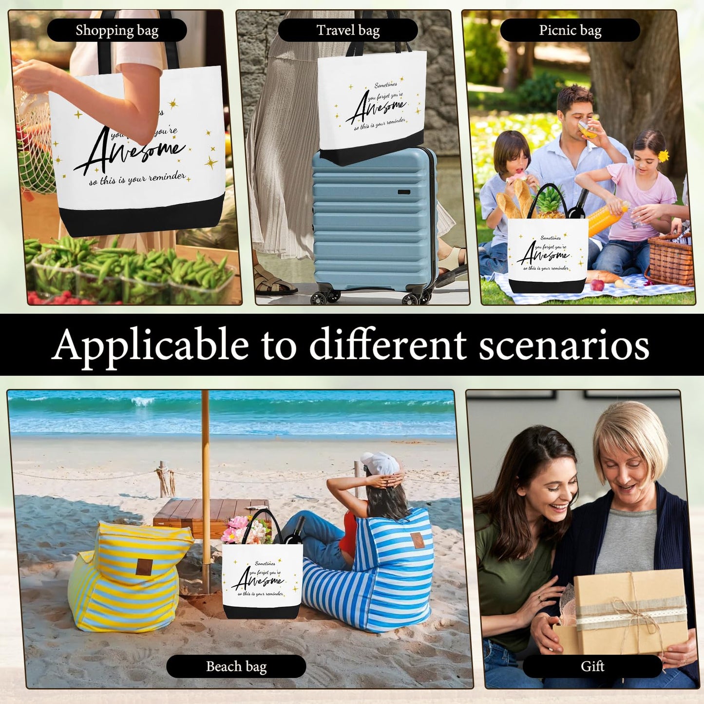 24 Pcs Appreciation Gifts Bag Bulk for Women Large Canvas Tote Bag and Makeup Bags Inspired Employee Gifts for Team Coworker Nurse Teacher