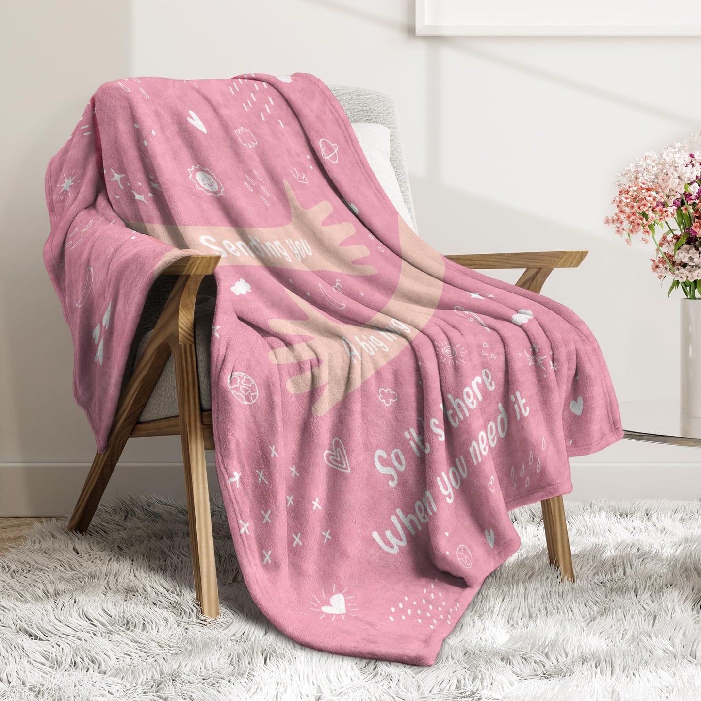 Afterprints Get Well Soon Gifts for Women, Hug/Healing Blanket, Thinking of You/Breast Cancer/Sympathy/After Surgery Gifts for Friends, Sister, Coworkers, Soft Throw Blankets 50'' x 60''