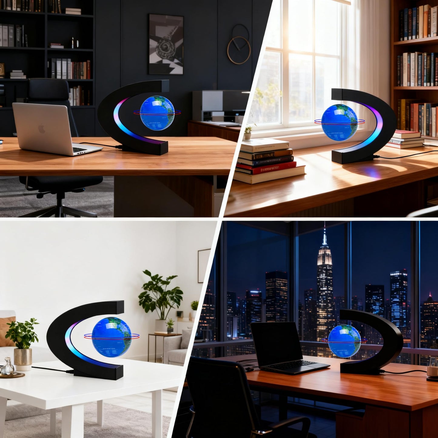 BEBEVOGUE Magnetic Levitation Floating Globe with LED Light Anti Gravity Levitating World Map Office Home Bedroom Desk Gadget Decor Unique Birthday Gift for Men Kids Husband Boss
