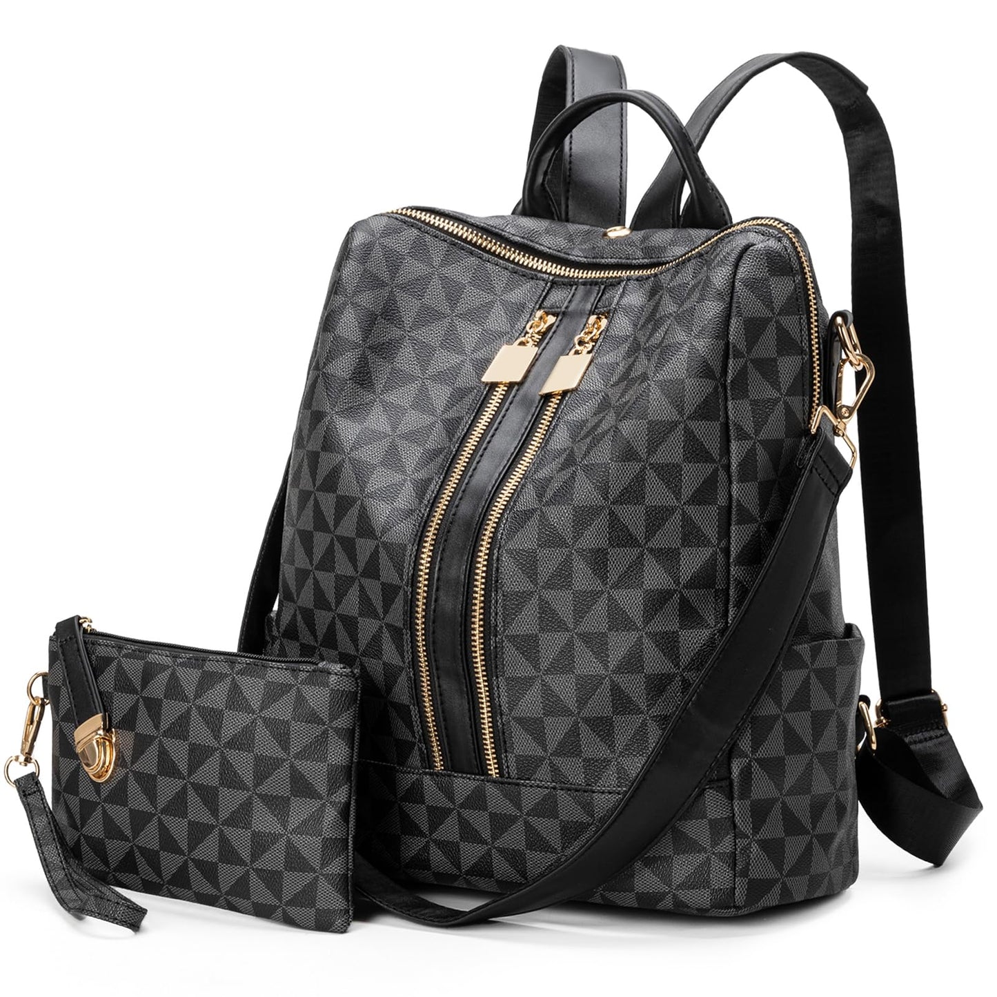 Womens Backpack Purse Leather Anti-theft Large Fashion Designer Travel Backpack Bag Men's Backpack Shoulder Bags, C-black, Large, Laptop Backpack