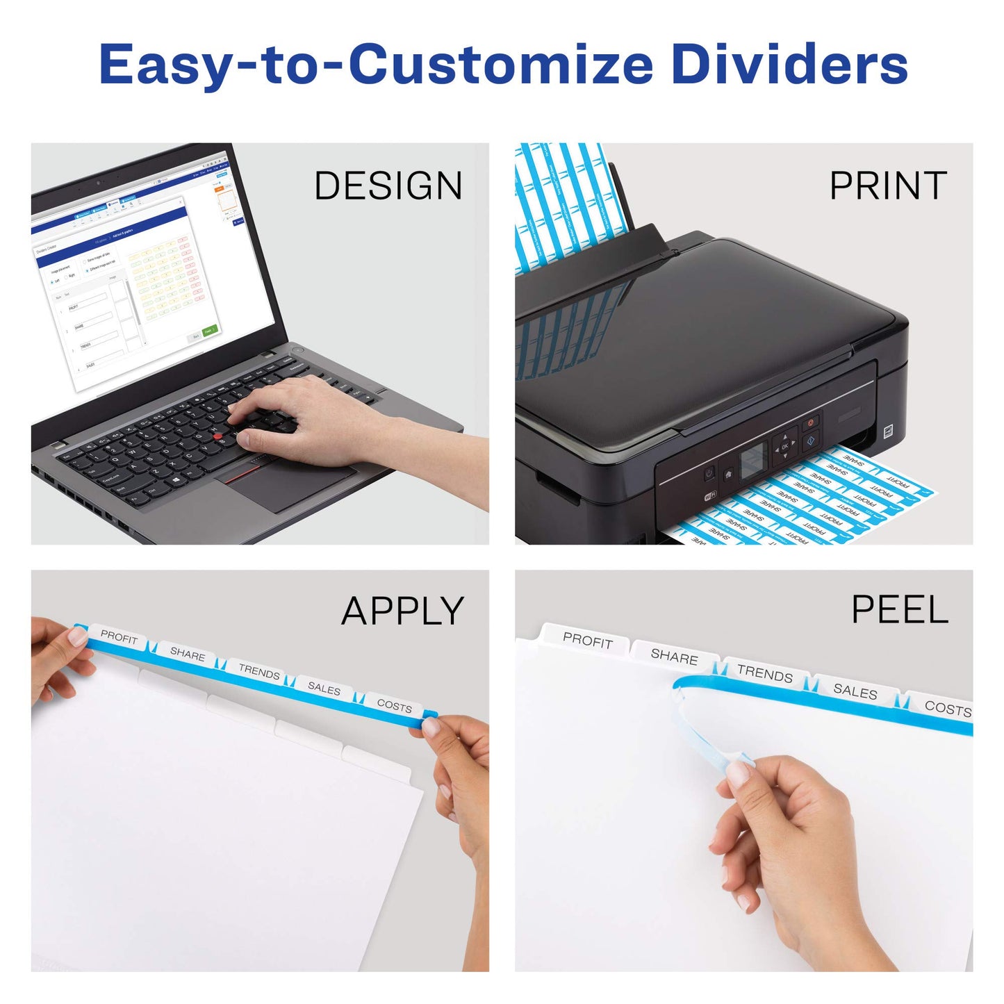 Avery Index Maker Translucent Dividers with Clear Label, 5 Tabs, 5 Sets (12449)
