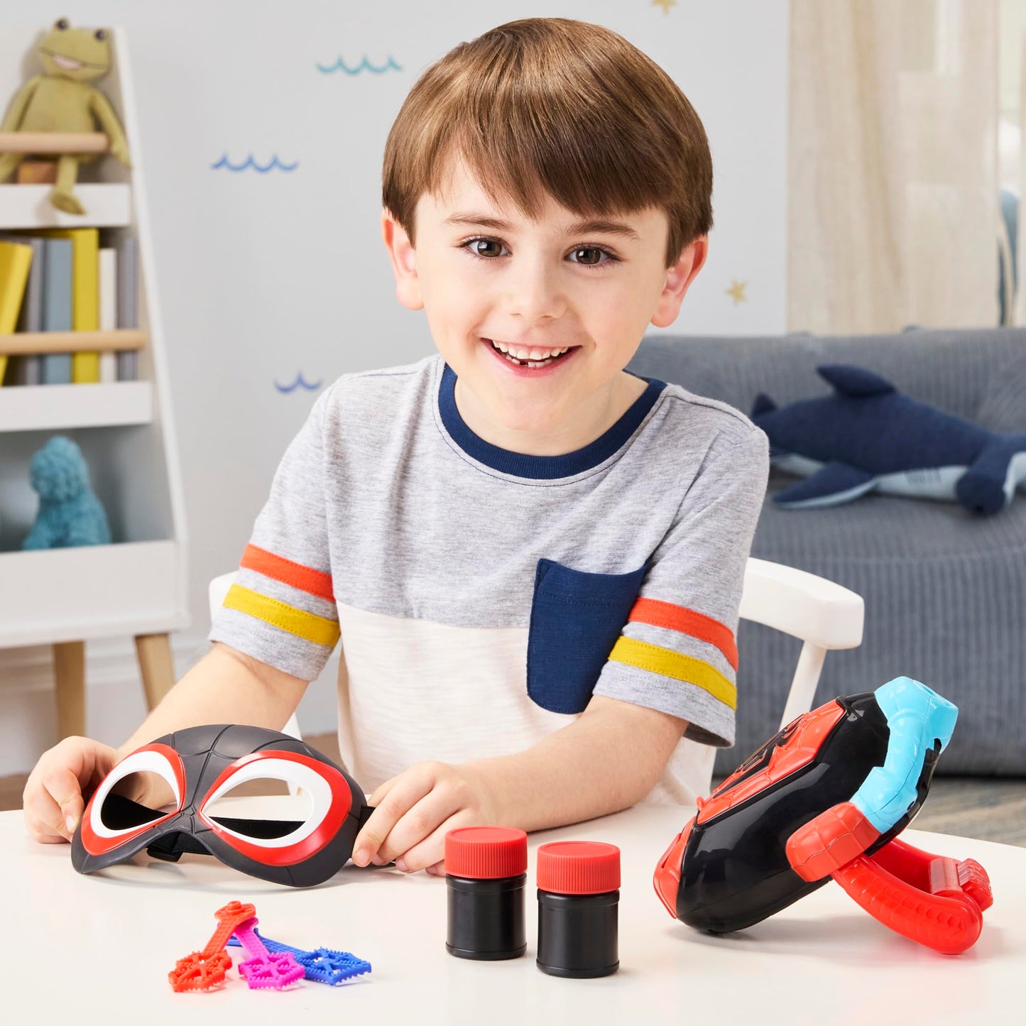 Marvel Spidey and His Amazing Friends Water-Webs Miles “Spin” Morales Electronic Bubble Slinger Role Play Set with Mask, Super Hero Toys for Kids, Ages 3+ (Amazon Exclusive)