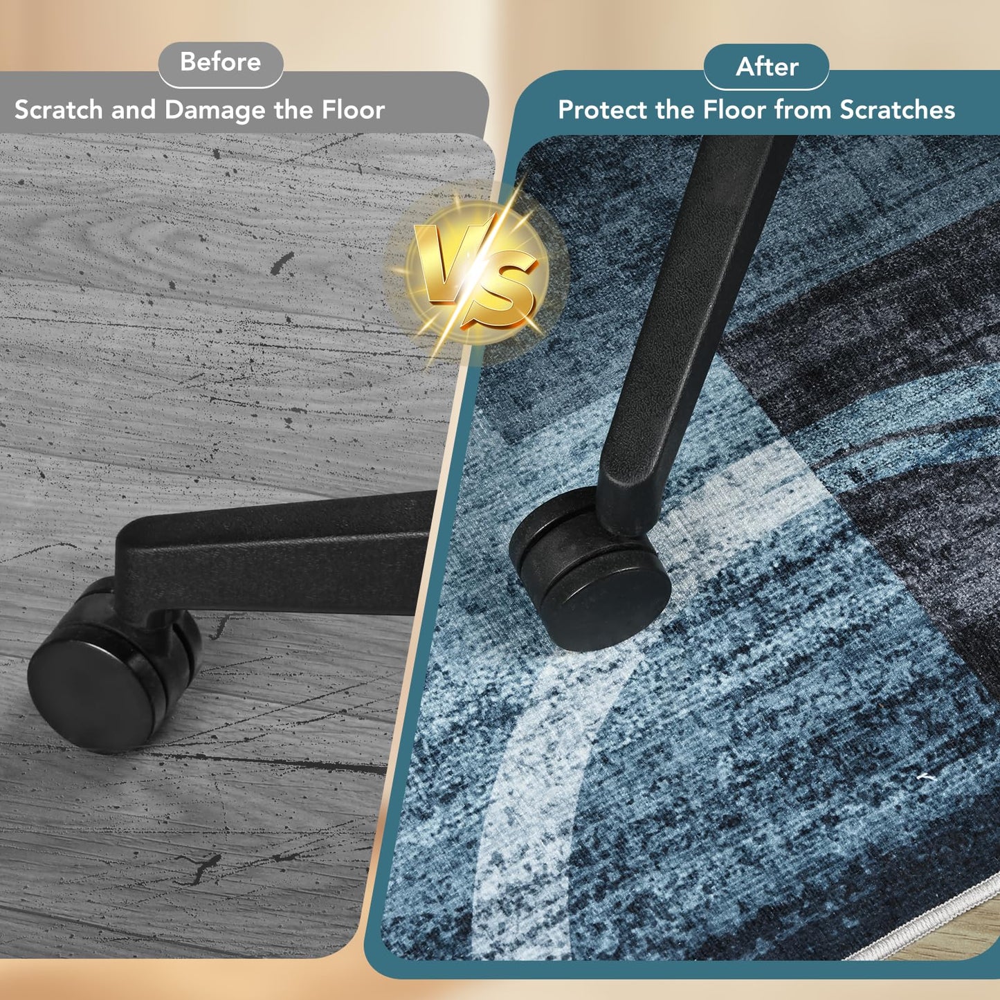Office Chair Mat for Hardwood Floor & Tile Floor, 36"X 48" Heavy Duty Desk Chair Mat for Hard Floors, Under Desk Rug for Rolling Computer Chair,Anti Slip,Low Pile Carpet Protector-Geo Blue Gray