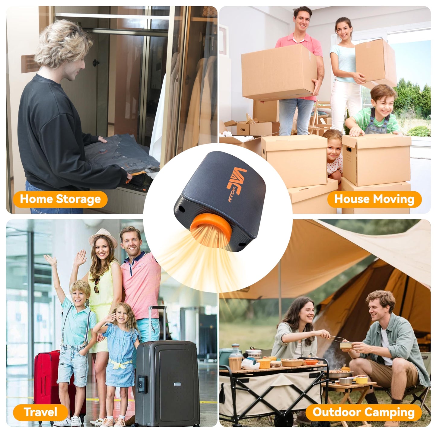 Rechargeable Wireless Pump Travel Storage Bags Set - 15 Pack Portable Space Saver Bags for Travel & Home - Vacuum Compression Packing Seal for Clothes, Blankets, Seasonal Storage