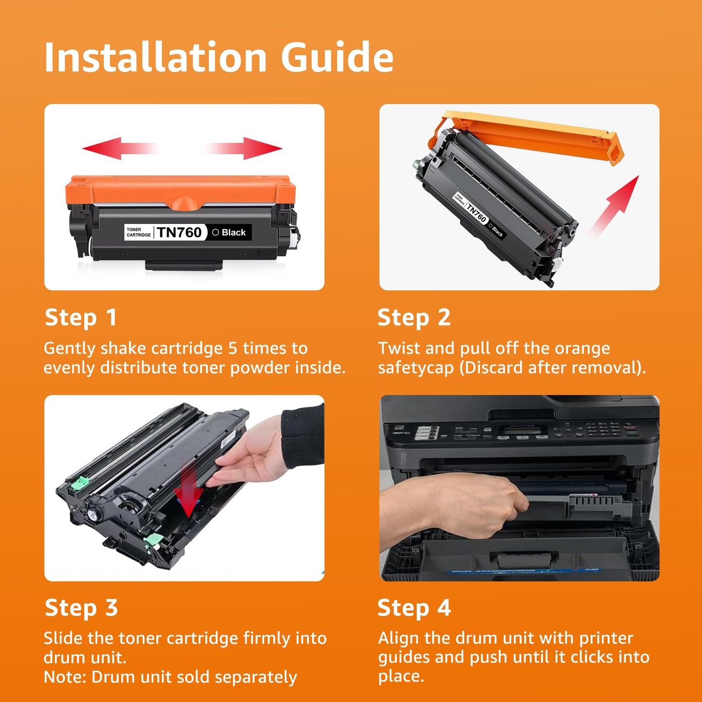 Compatible Toner Cartridge Replacement for Brother TN760 TN-760 TN730 with HL-L2350DW HL-L2370DW MFC-L2750DW DCP-L2550DW Printer (Black 5 Pack)