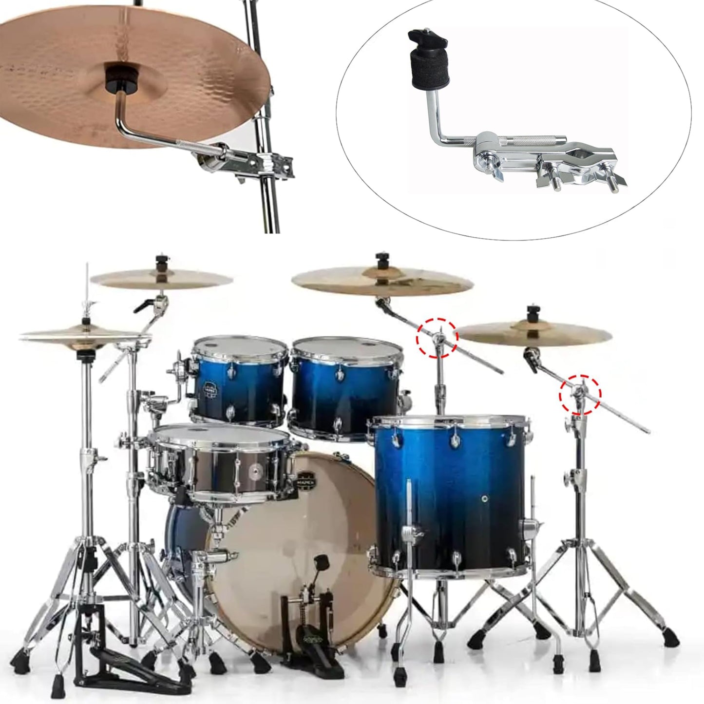 Cymbal Arm Cymbal Boom Holder with Clamp,Multi-Functional Drum Expansion Kit,Drum Set L-Rod Mount,Percussion Expansion Kit Accessories