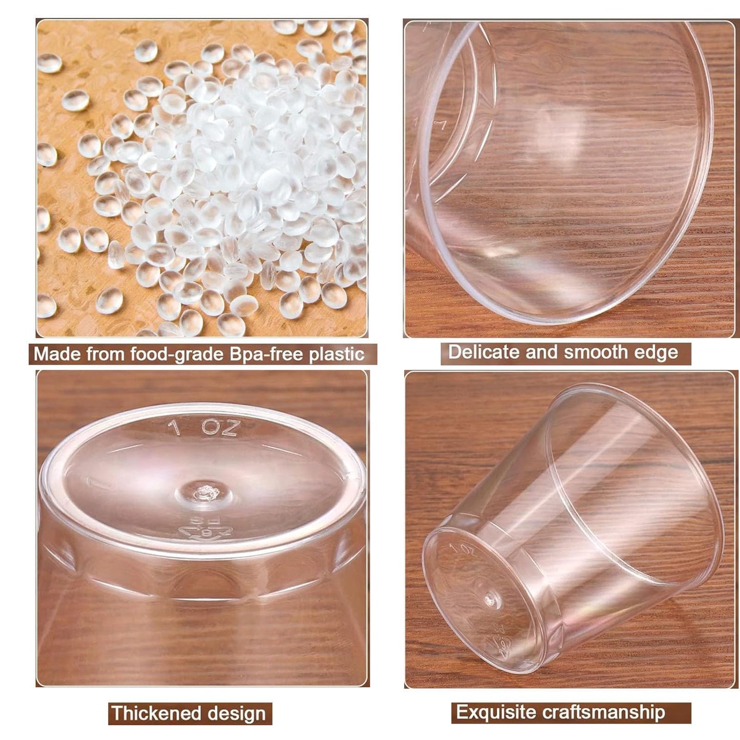 500 Crystal Clear Plastic Shot Glasses 1oz - Mini Disposable Cups for Wine Tasting, Condiments, Party - Clear Shot Cups