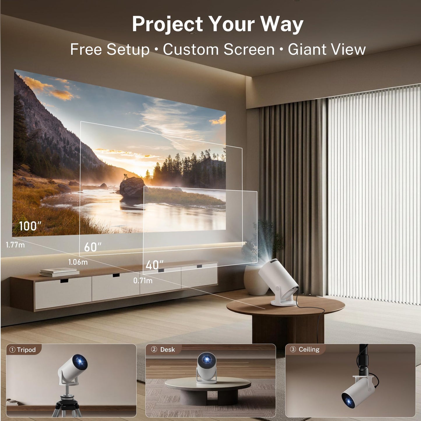 LYNCAST Mini Projector Portable Small Projecteur Portatif [Built-in Apps & 2026 Upgraded] Smart Movie Projector with WiFi 6 and Bluetooth 5.4 Auto Keystone, Compatible with HDMI/USB/iOS HY300Pro+