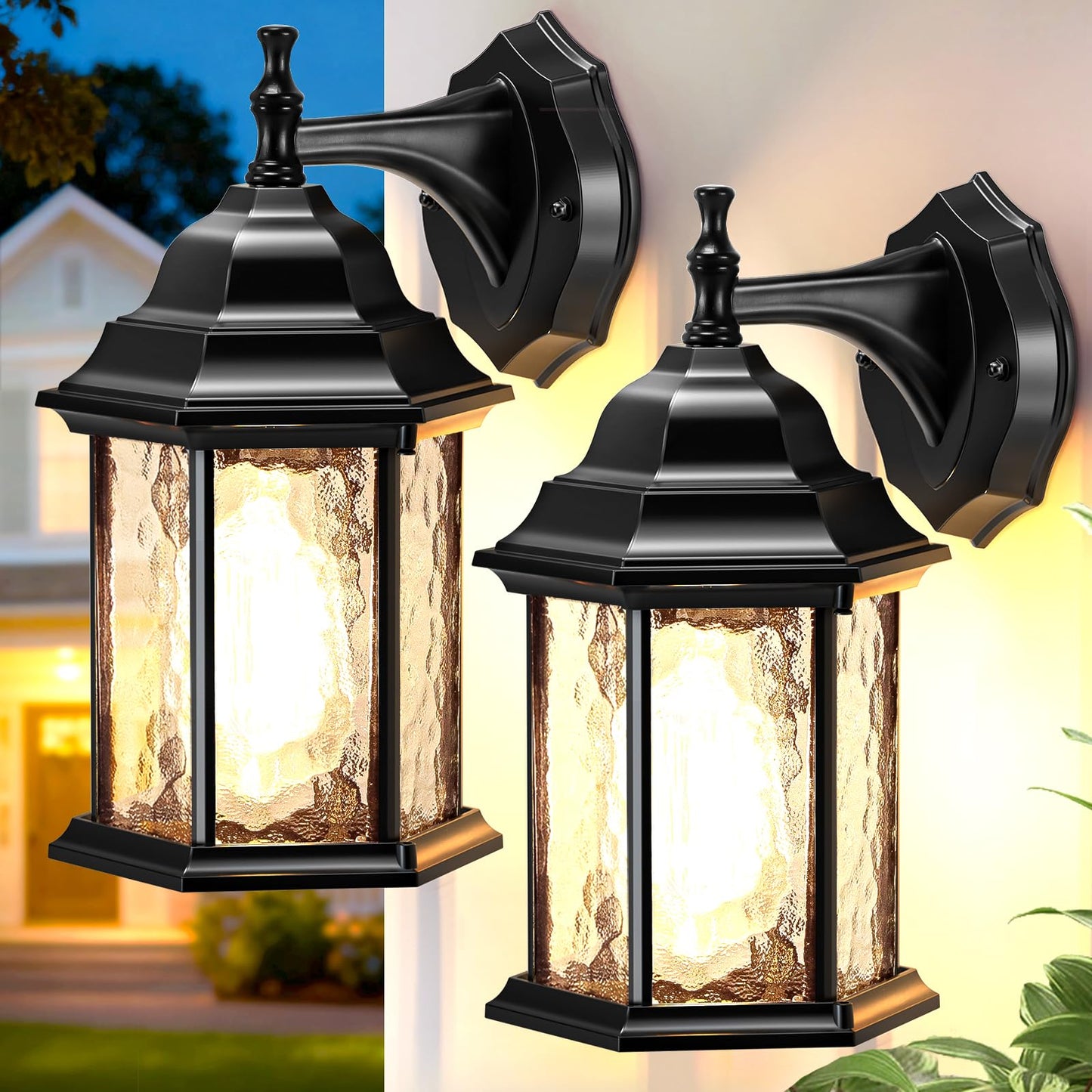 YSN Outdoor Wall Light 2 Pack, Black Outdoor Light Fixtures Wall Mount, Waterproof Porch Lights Exterior Sconce, Outside Lights for House Garage Yard Front Door