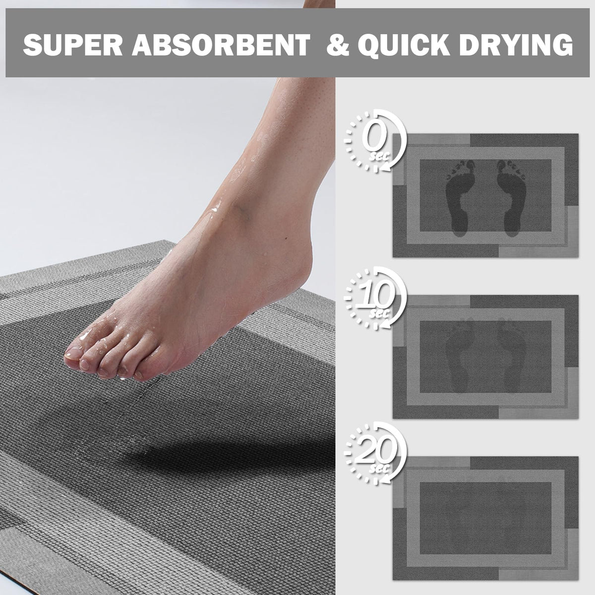 YDKGL Extra Long Non Slip Bathroom Runner Bath Mat, Rubber Backing Ultra Thin Bath Rug Fit Under Door Quick Dry Super Absorbent Washable Shower Mat for Bathroom Floor Bathtub Sink, Dark Grey 24"x70"
