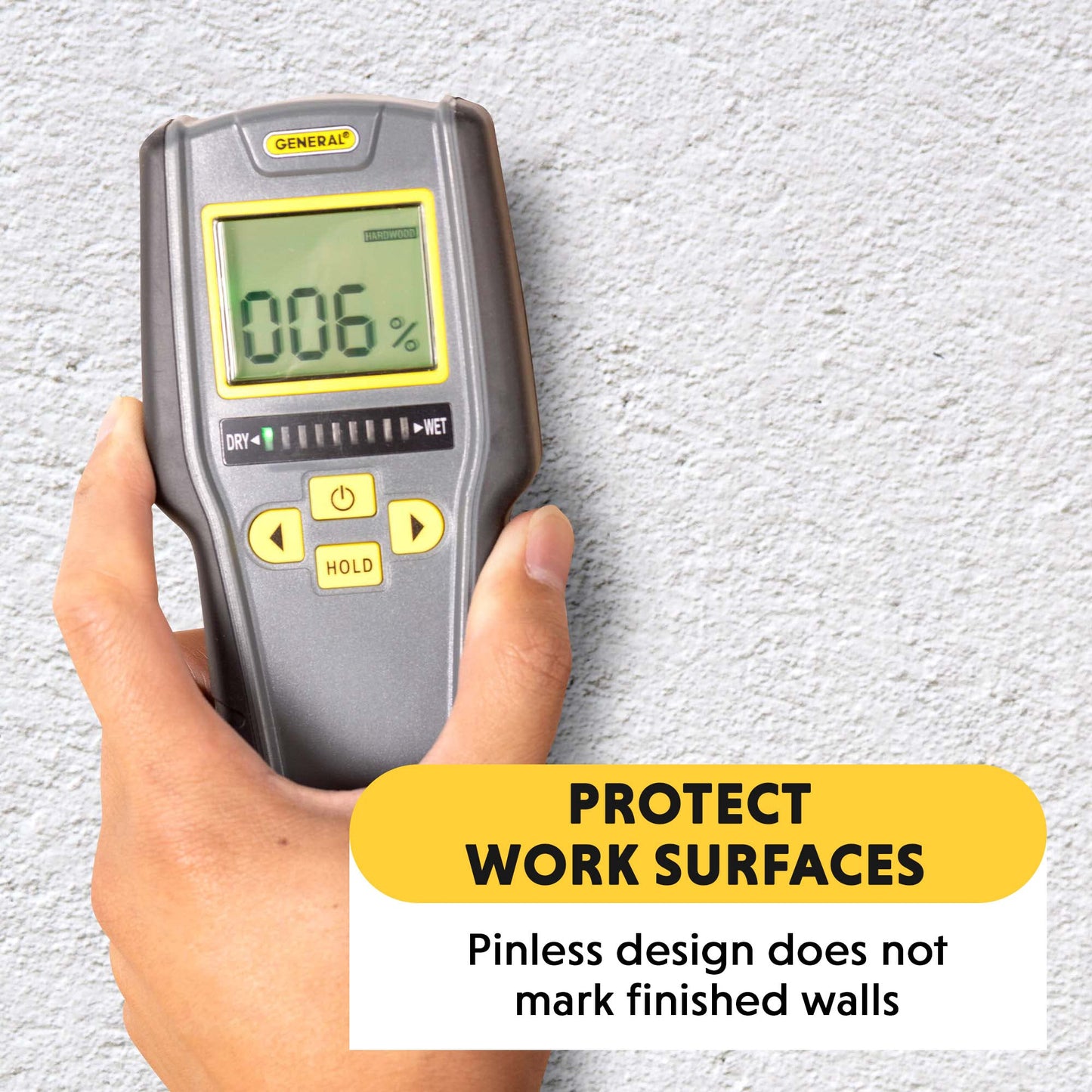 General Tools MMD7NP Moisture Meter, Pinless, Digital LCD with Tricolor Bar Graph