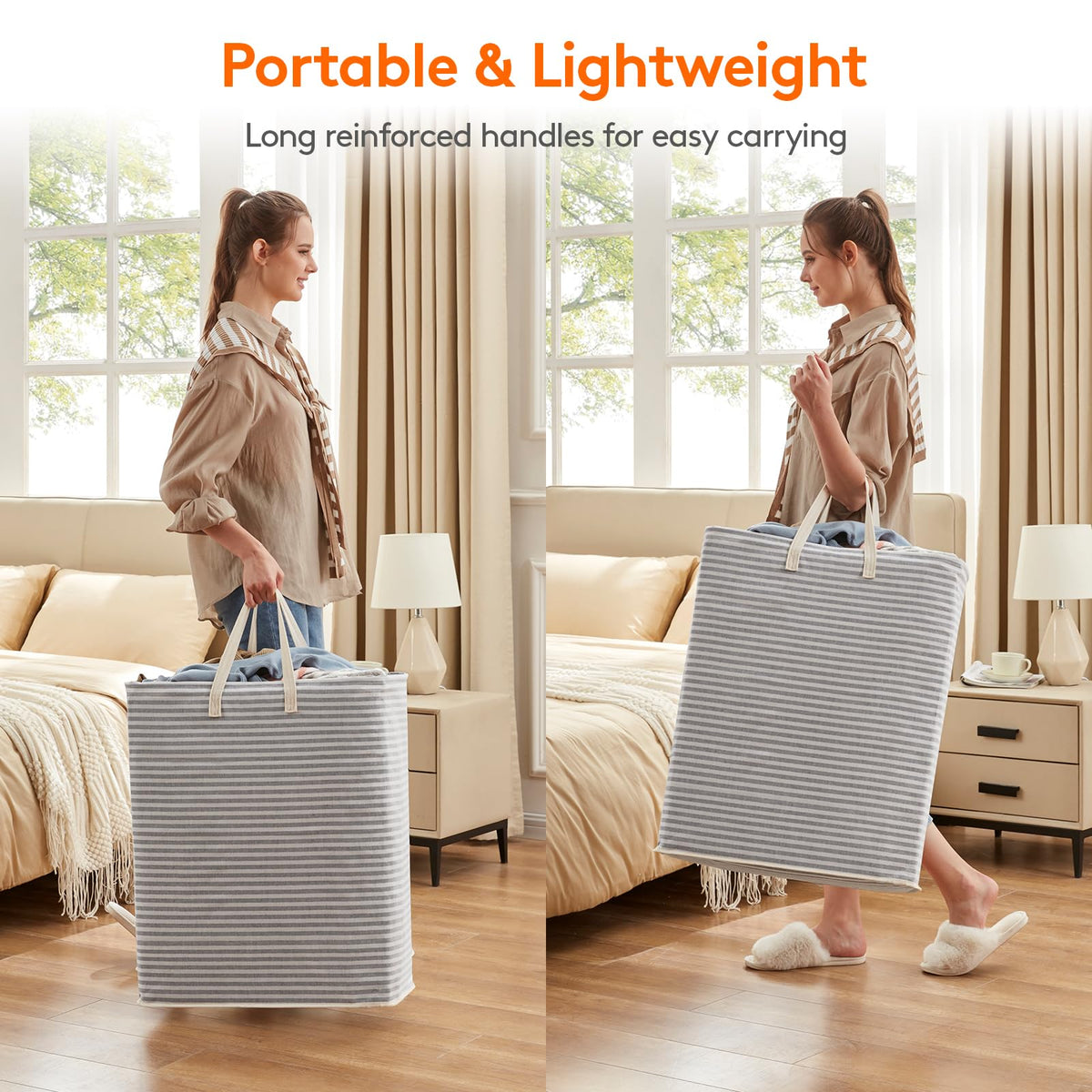 Lifewit 3-Pack 125L Freestanding Laundry Hamper, Large Collapsible Laundry Baskets with Easy Carry Extended Handles, Waterproof Clothes Hamper in Bedroom, Bathroom, Laundry Room, College Dorm, Grey