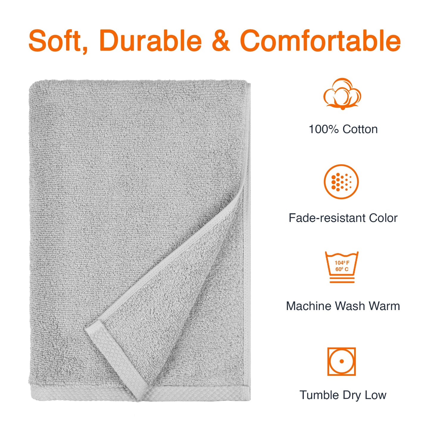 Amazon basics 2 piece Lightweight quick-dry bath towel, 100% cotton, platinum, 54" x 30"