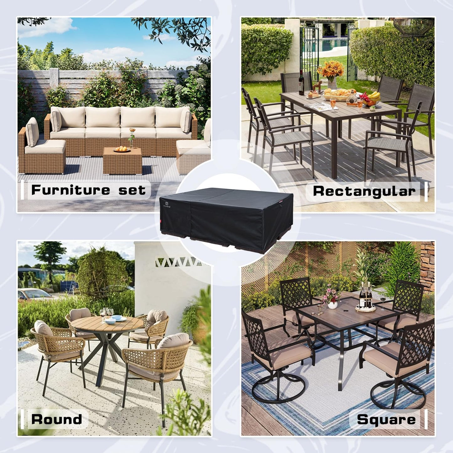 Patio Furniture Covers Outdoor Waterproof Table Sectional Set Large Cover,Heavy Duty 550D Anti Tear Couch Sofa Covers with Buckles&Vents&Handles(Rectangle 110"Lx84Wx28H)