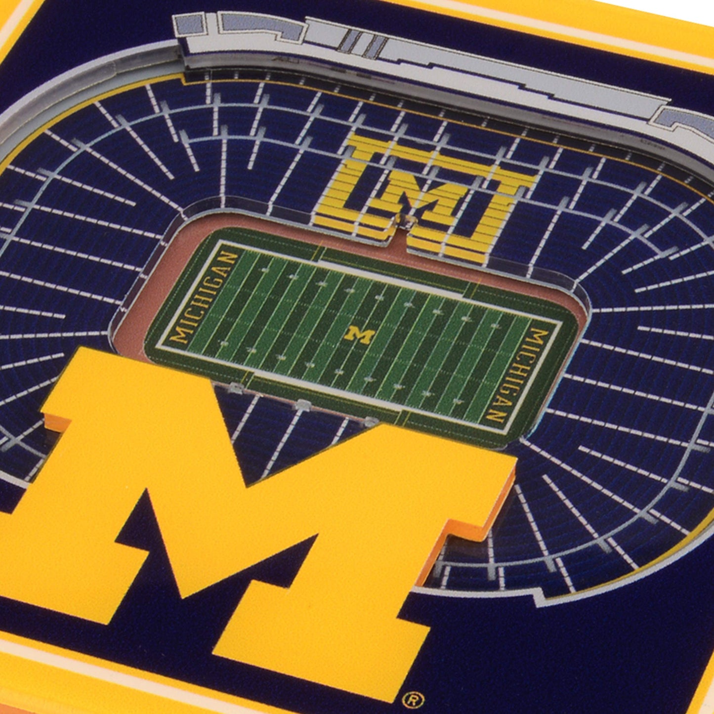 YouTheFan NCAA Michigan Wolverines 3D StadiumView Coasters - Michigan Stadium 4" x 4"
