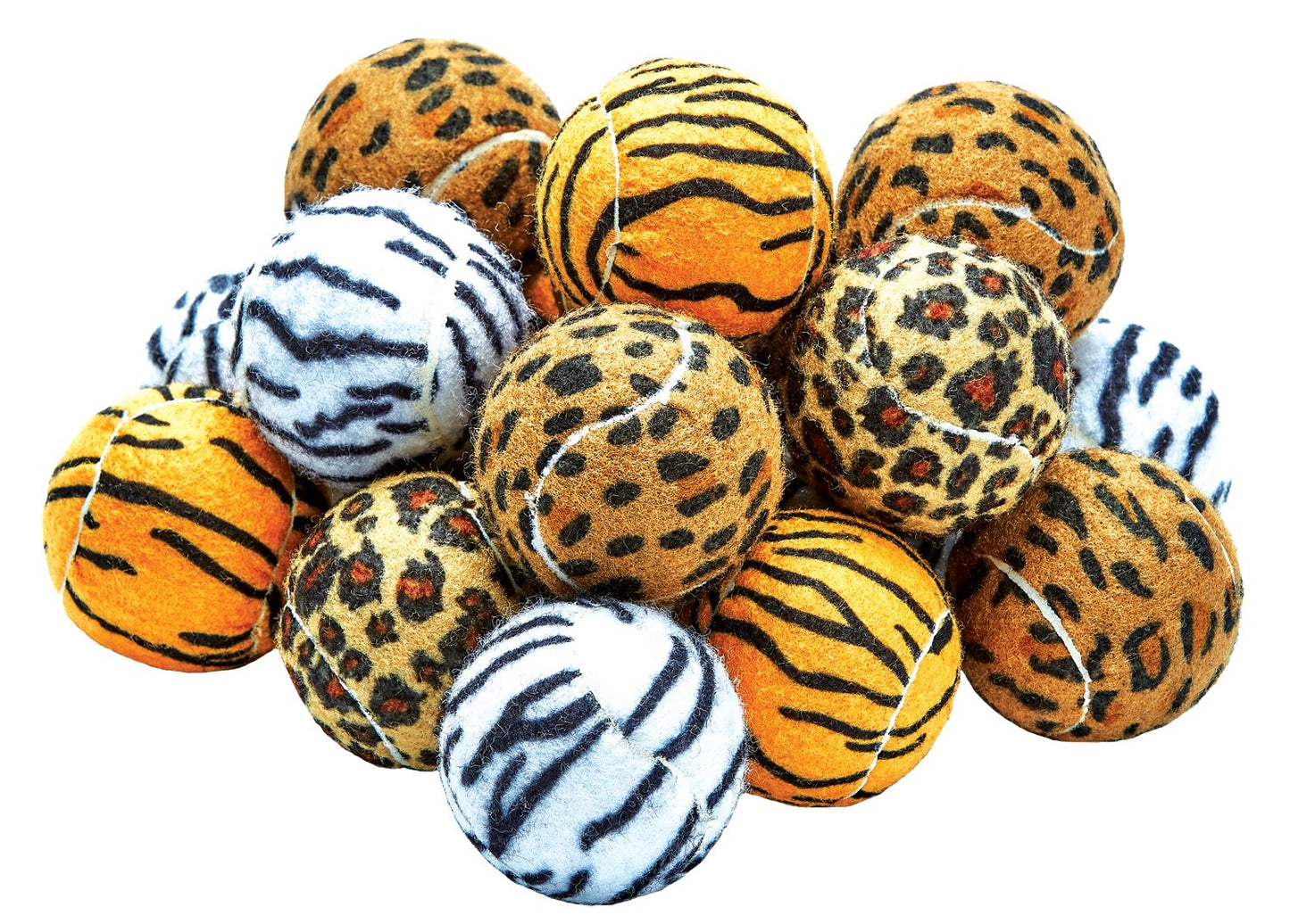 Unique Sports Dog Fetch Squeaker Balls Animal Prints 18 Pack